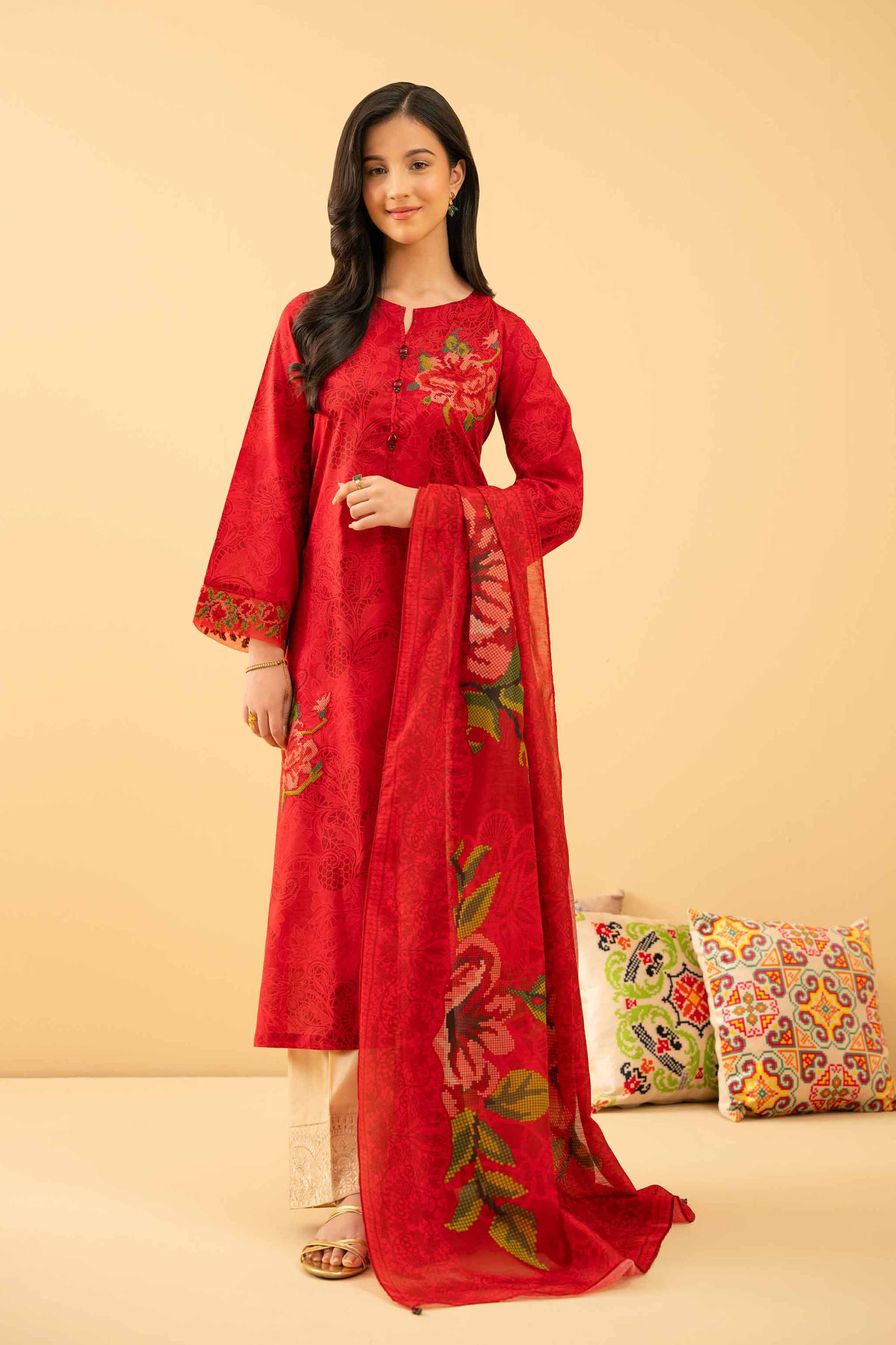 2 Piece - Printed Embroidered Suit - PE25-479 - Image 2