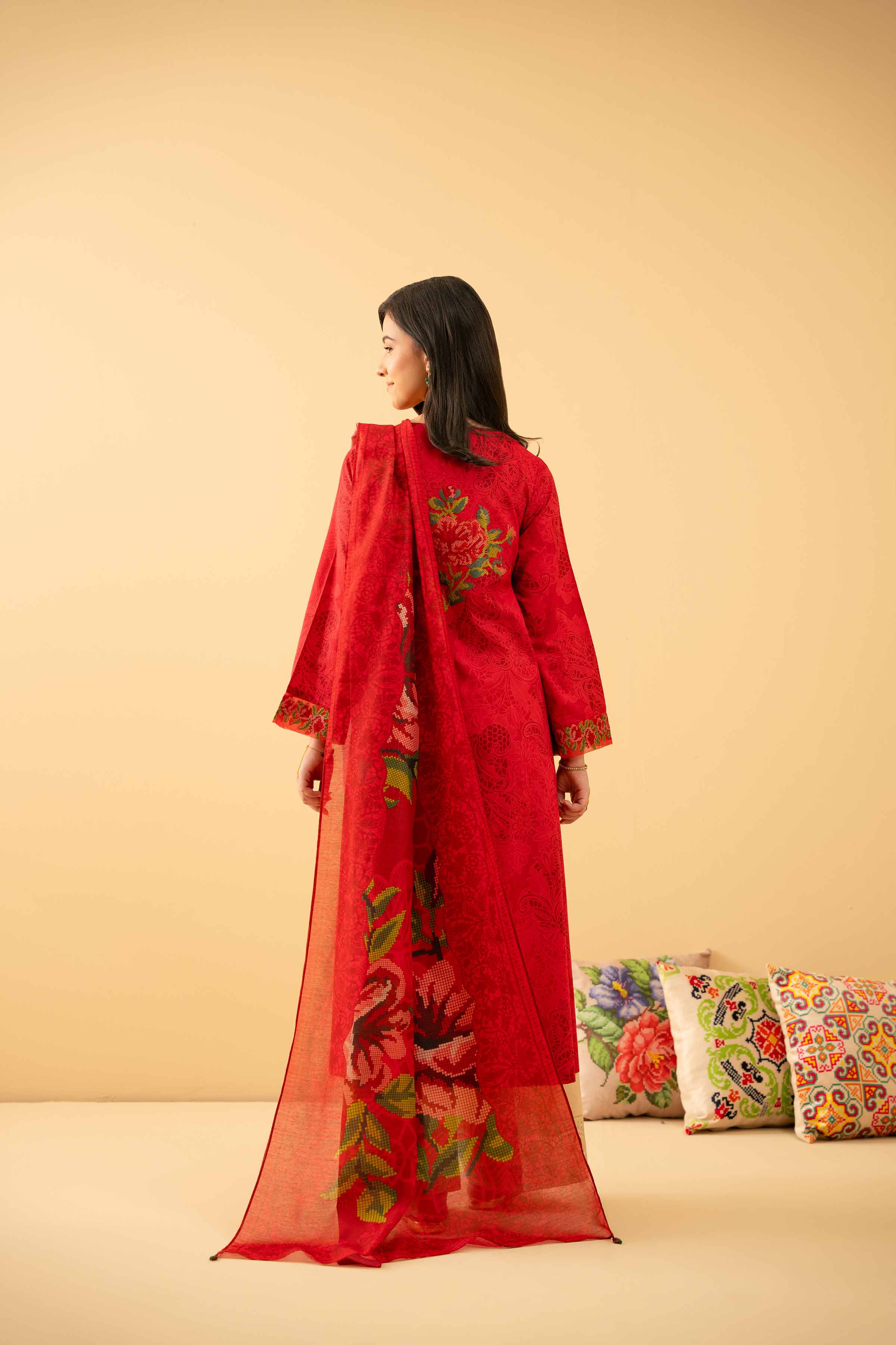 2 Piece - Printed Embroidered Suit - PE25-479 - Image 3