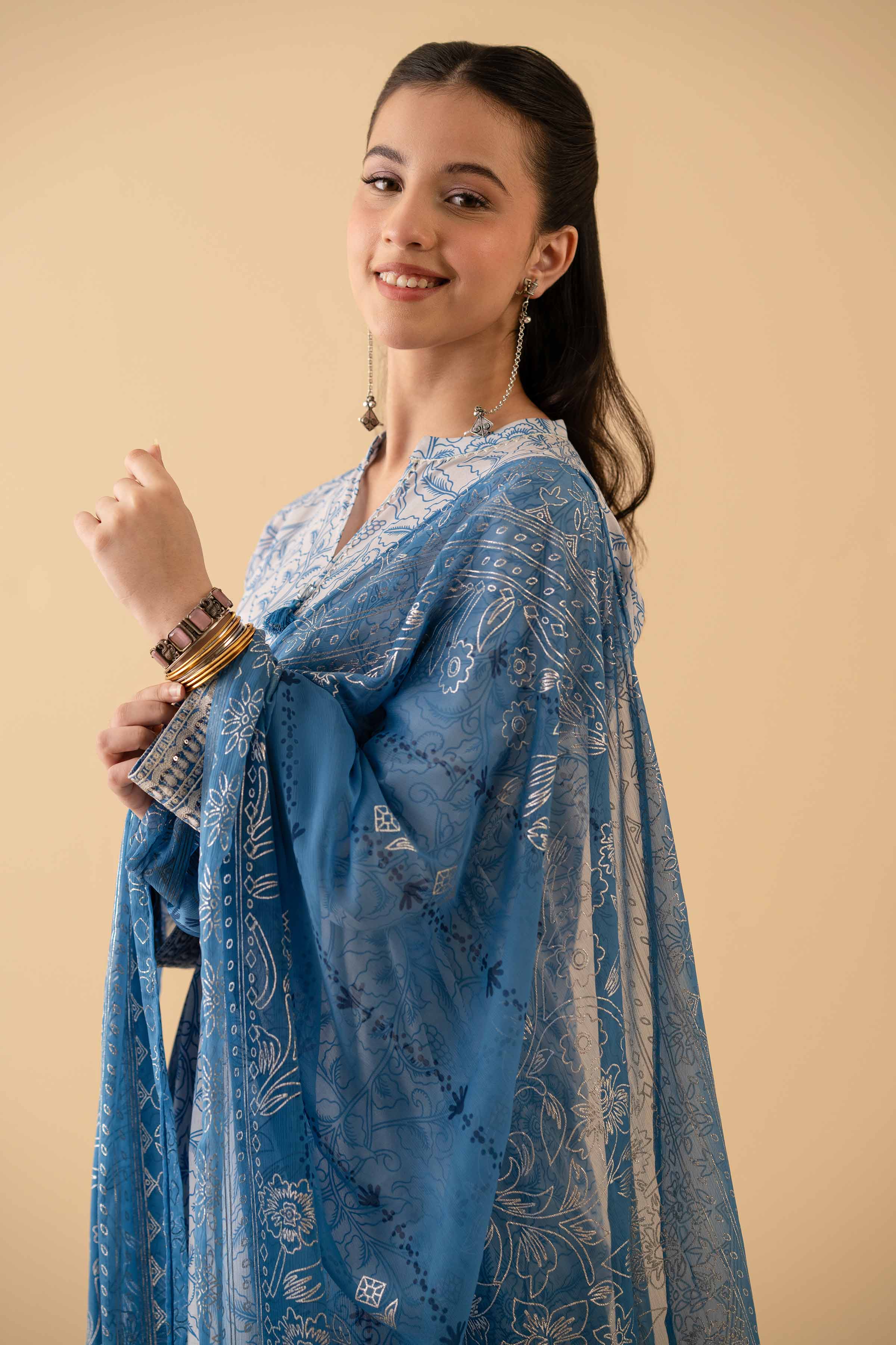 3 Piece - Printed Embroidered Suit - PE25-480 - Image 7