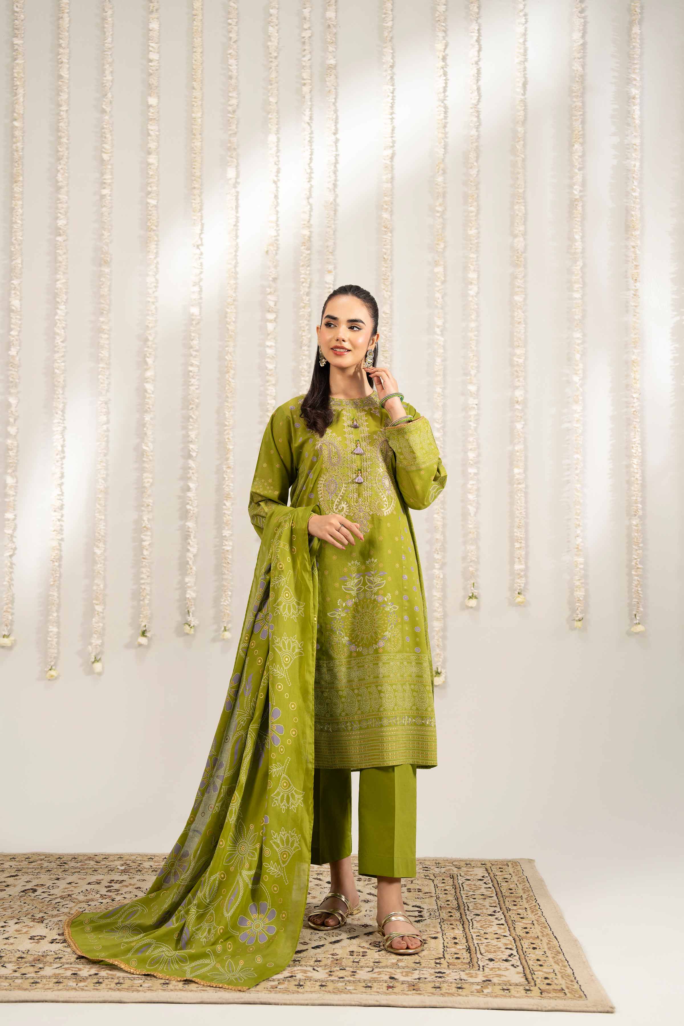 3 Piece - Printed Embroidered Suit - PE25-494 - Image 4