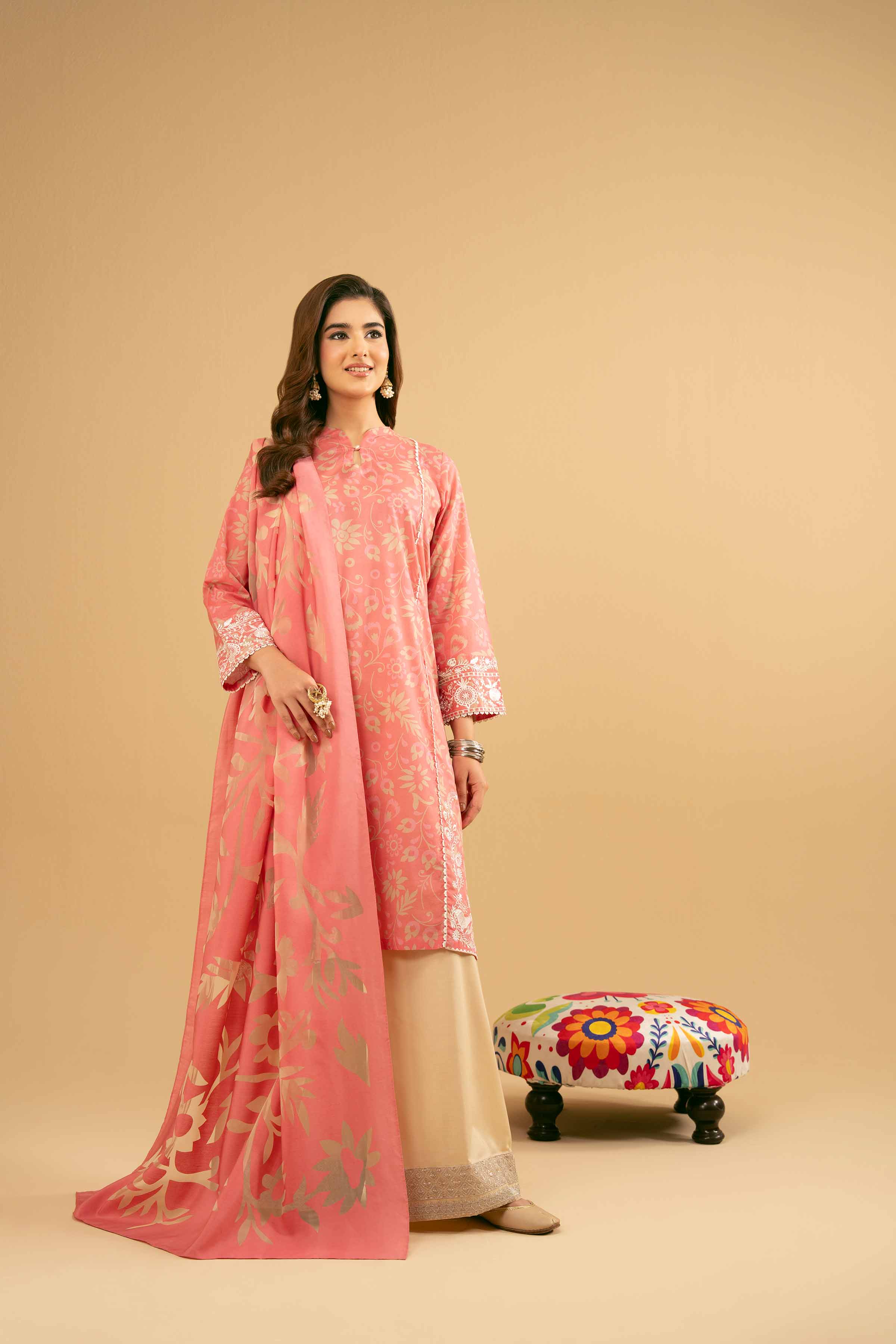 2 Piece - Printed Embroidered Suit - PE25-516 - Image 4