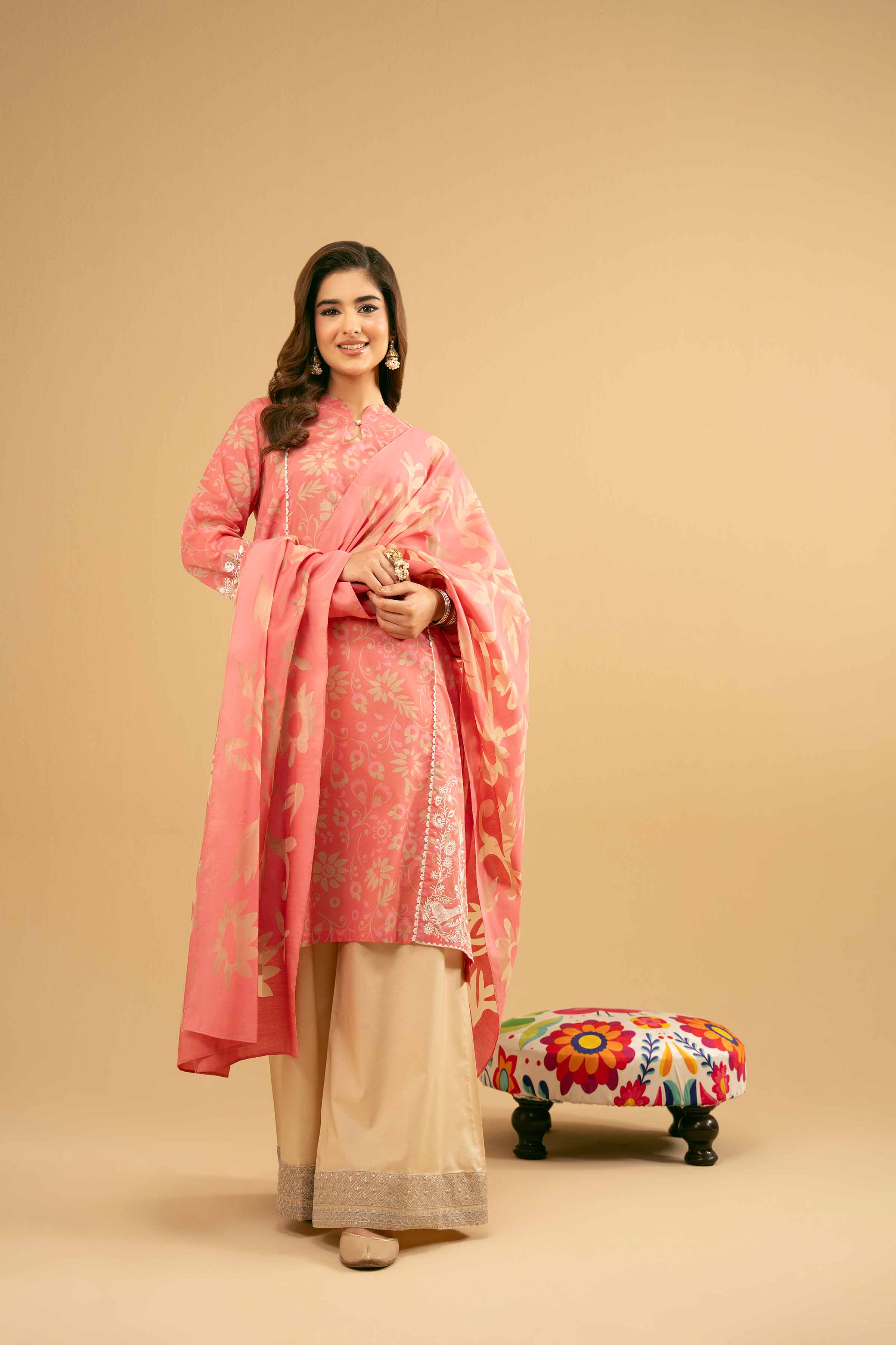 2 Piece - Printed Embroidered Suit - PE25-516 - Image 5