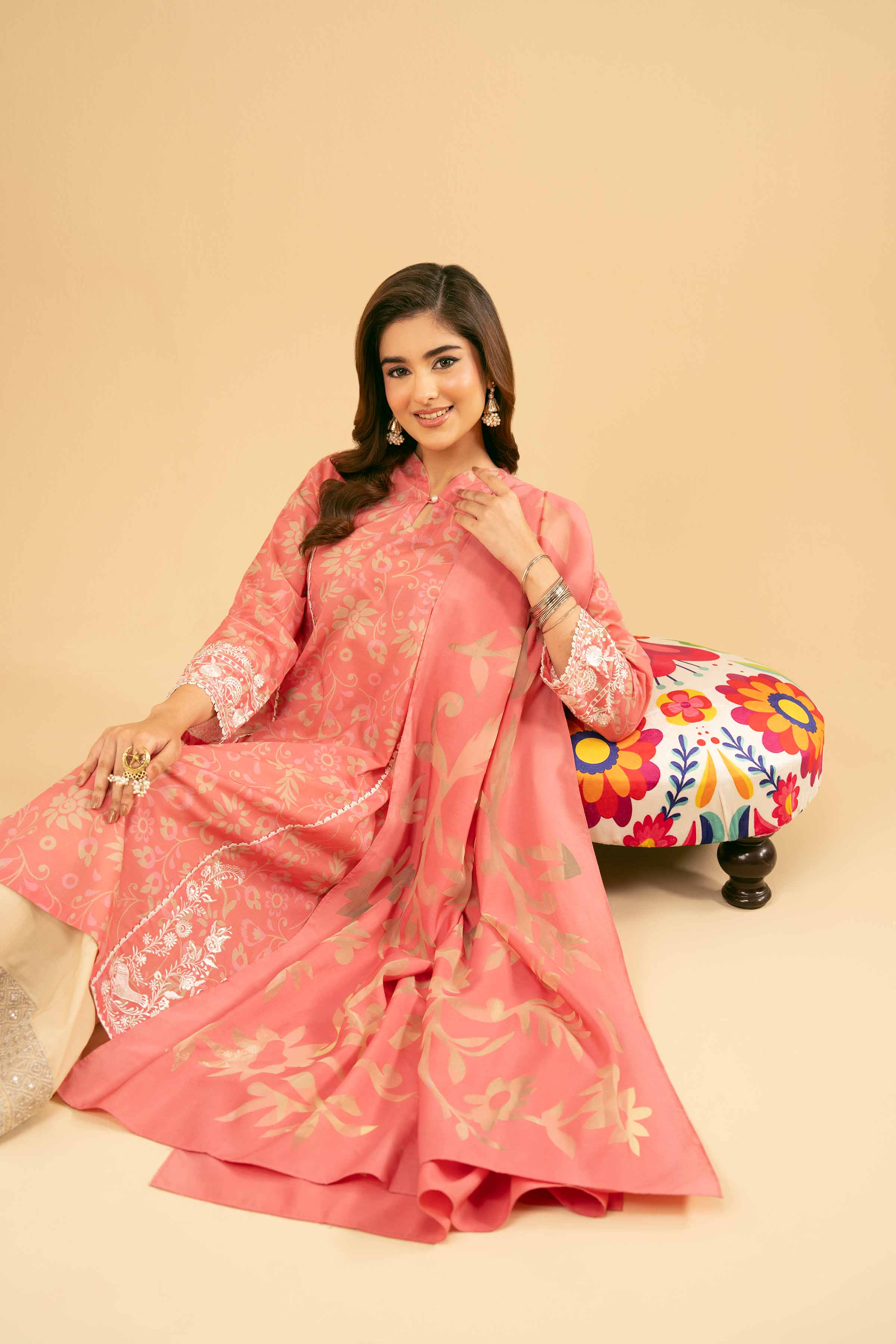 2 Piece - Printed Embroidered Suit - PE25-516 - Image 7