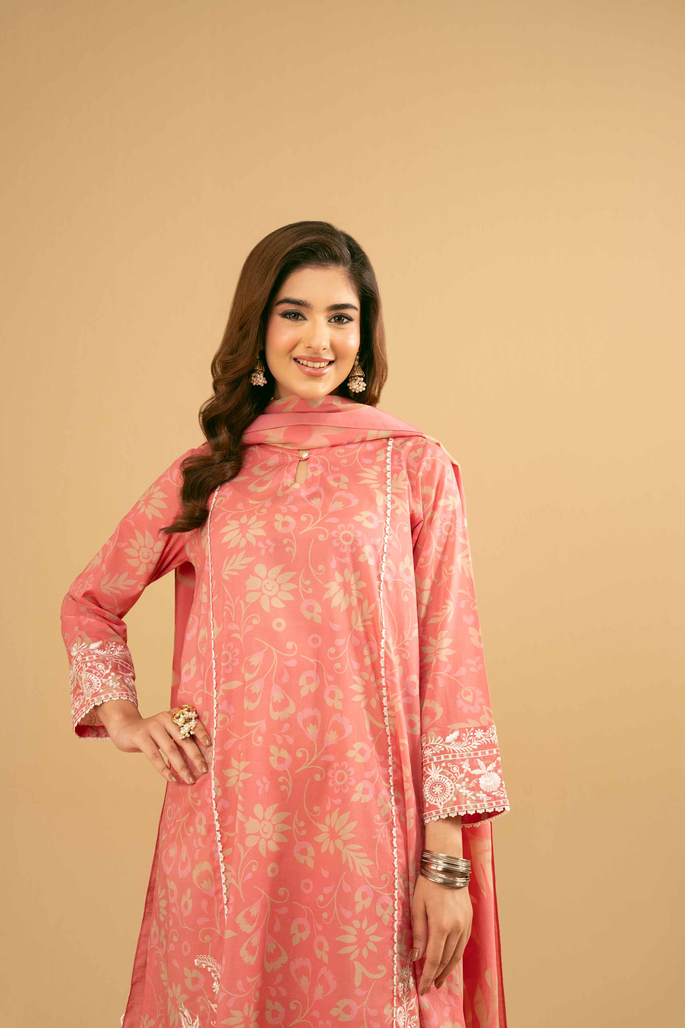 2 Piece - Printed Embroidered Suit - PE25-516 - Image 9