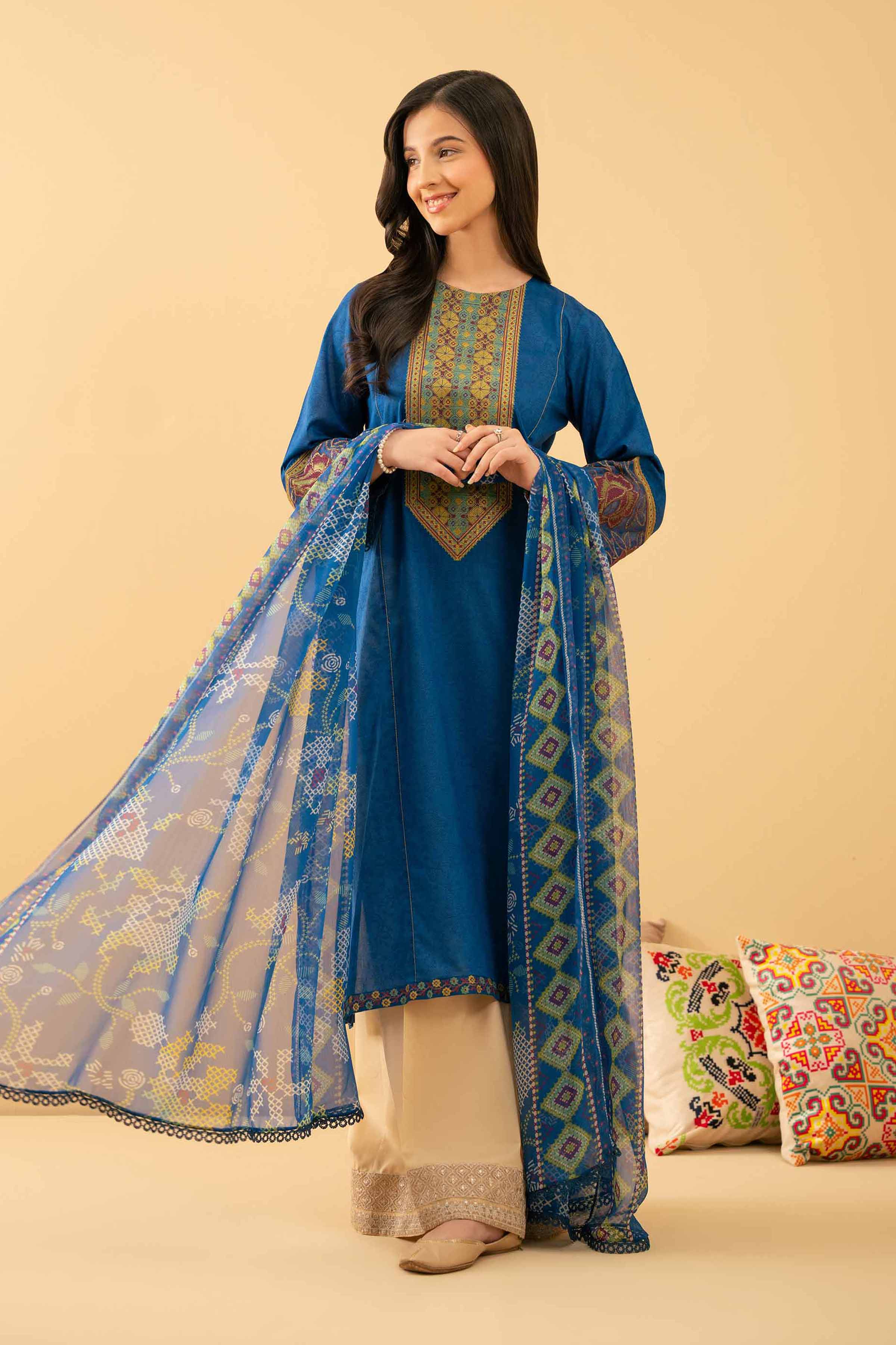 2 Piece - Printed Embroidered Suit - PE25-519