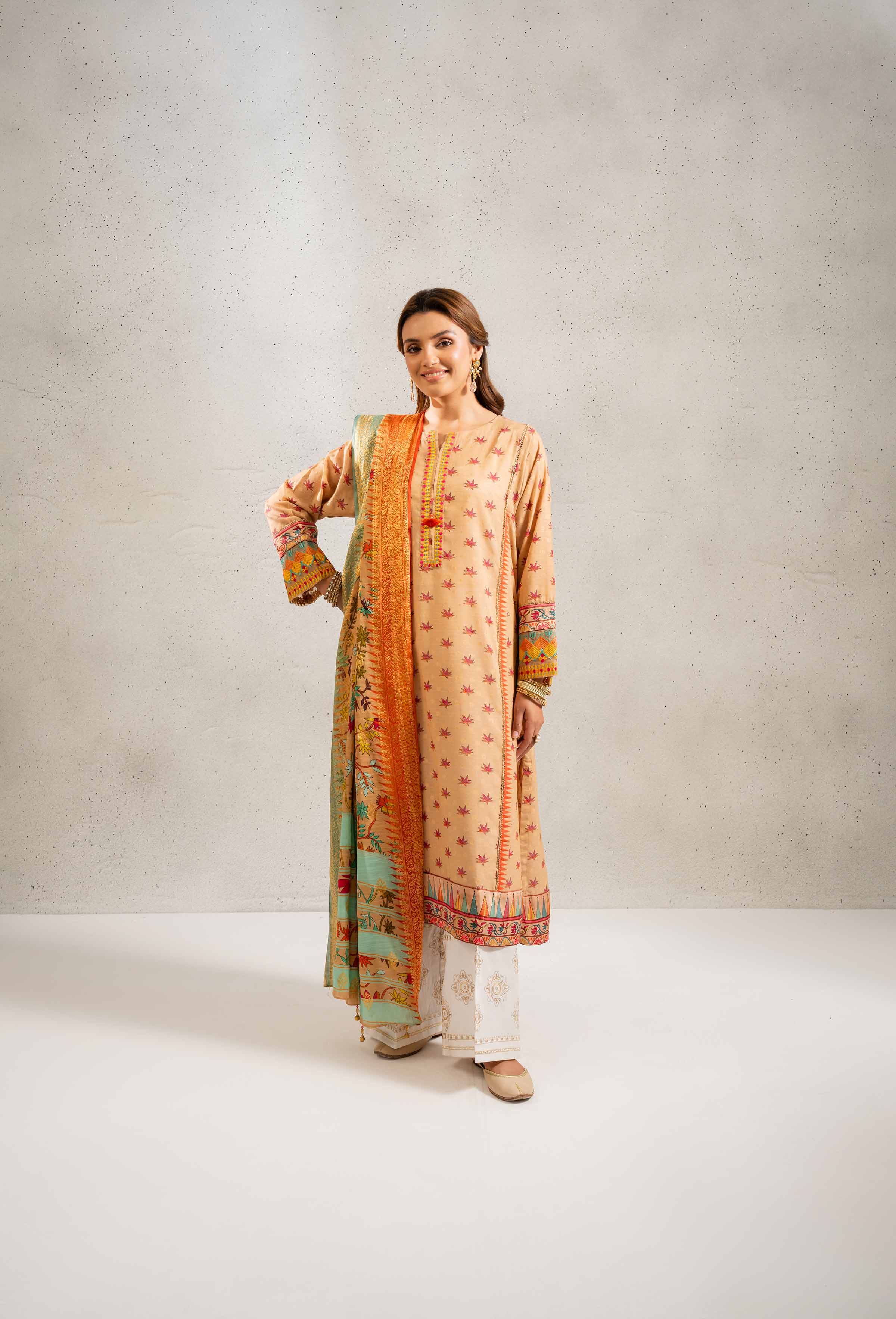2 Piece - Printed Embroidered Suit - PE25-84 - Image 5
