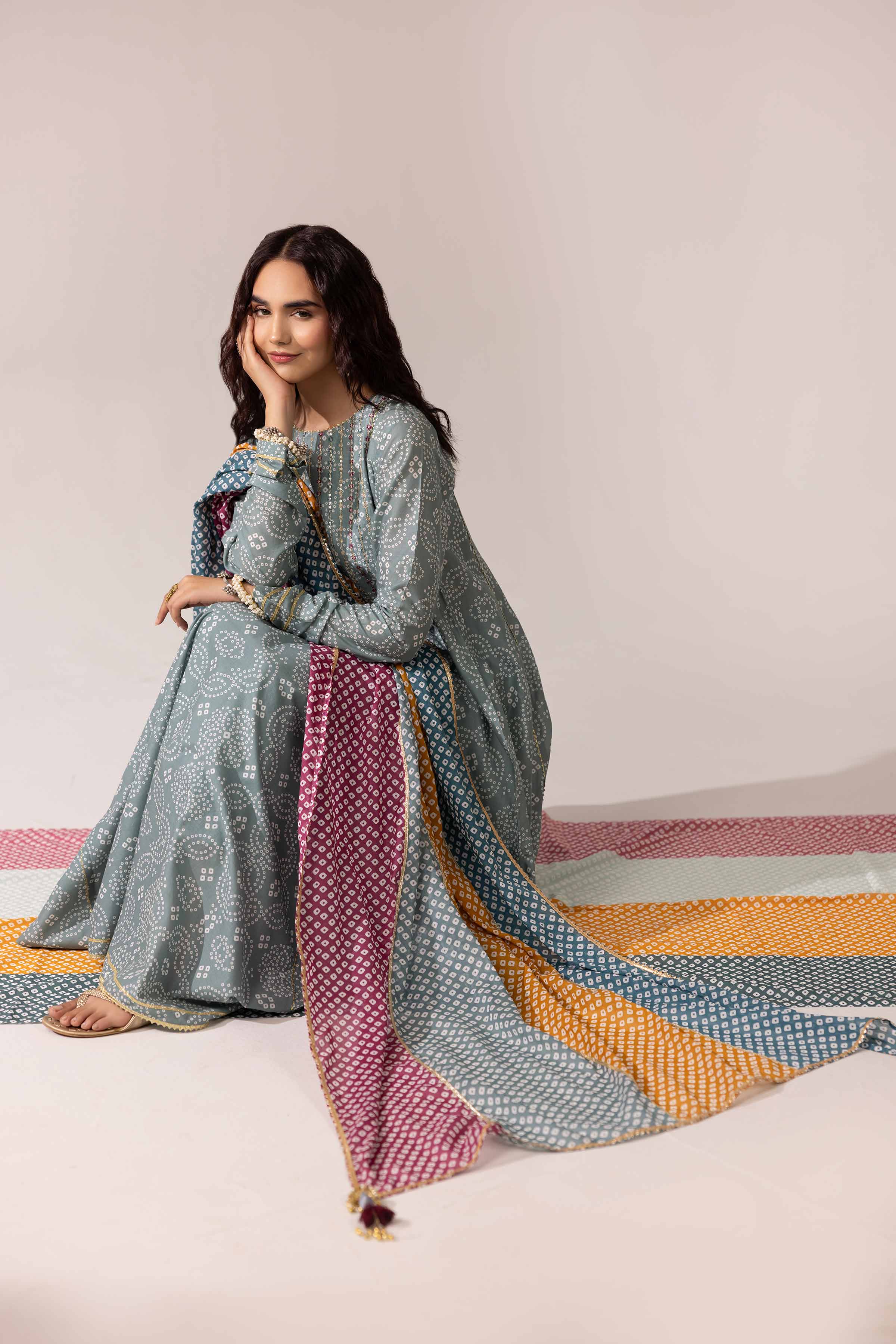 3 Piece - Printed Embroidered Suit - PE25-92 - Image 6