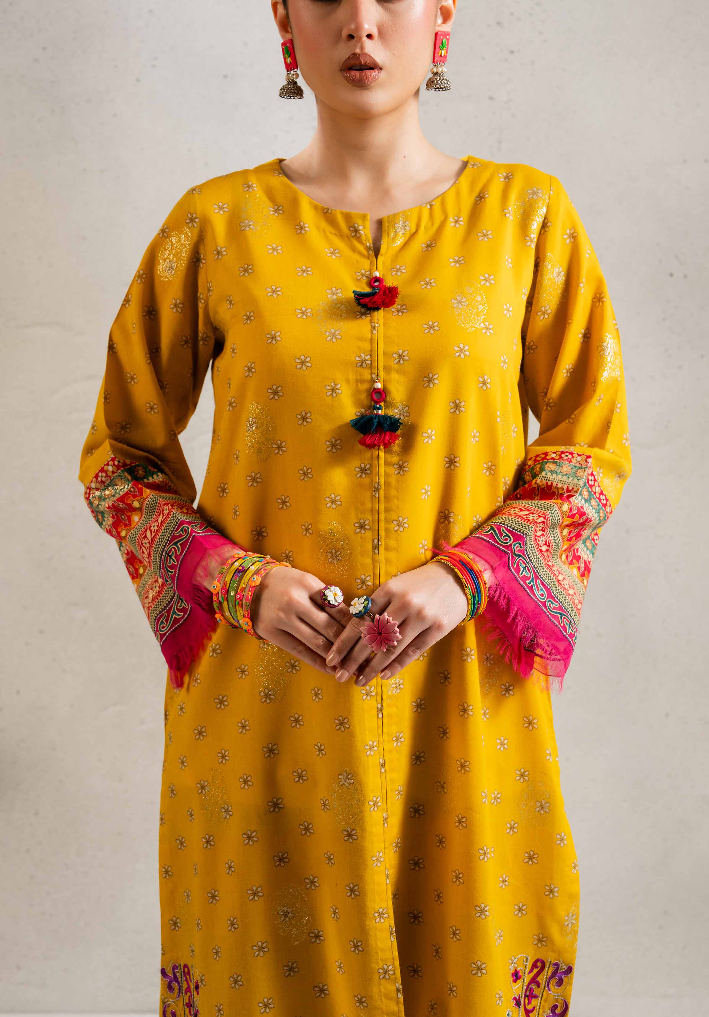 2 Piece - Printed Embroidered Suit - PE25-97 - Image 5