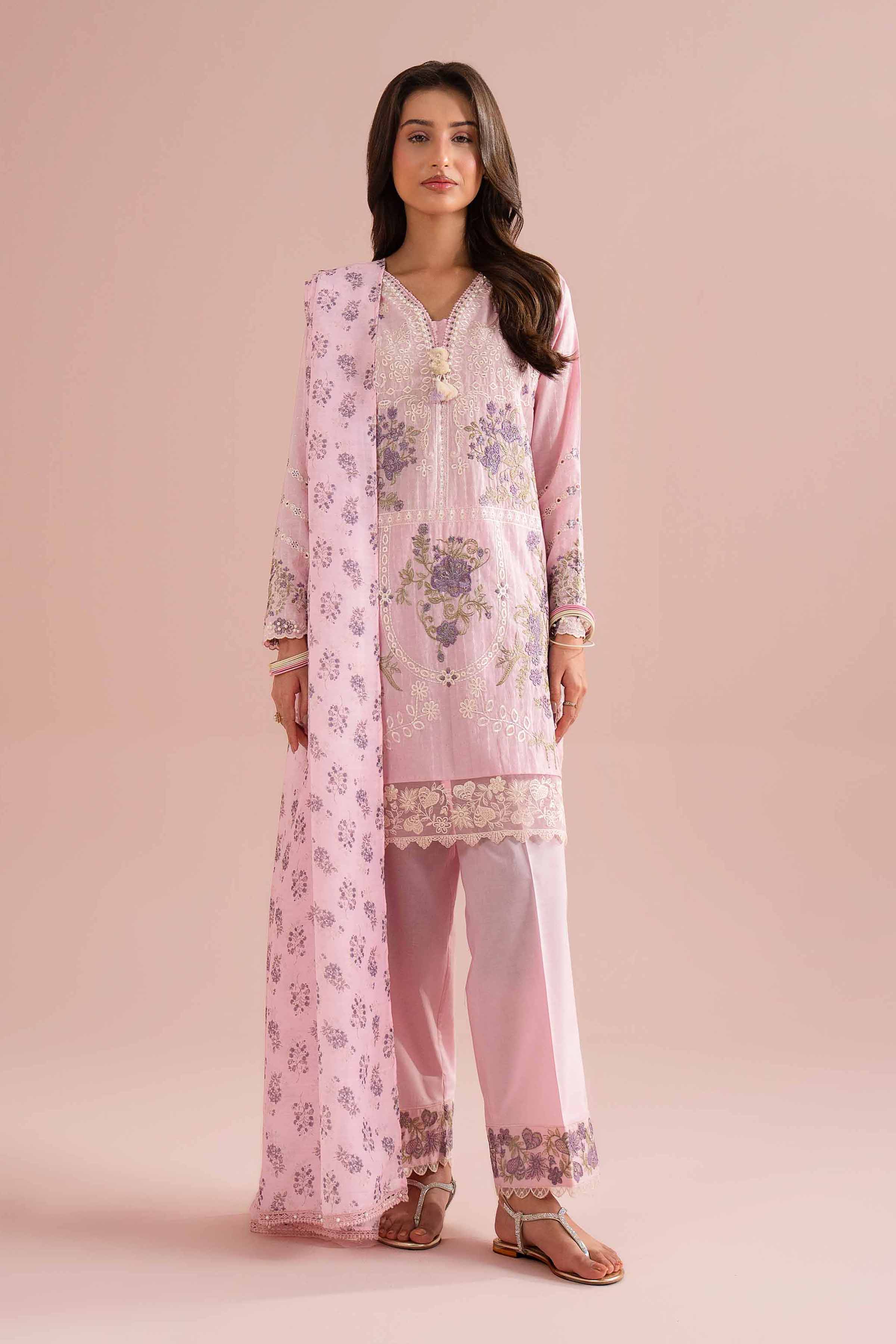 3 Piece - Printed Embroidered Suit - PE26-116 - Image 3