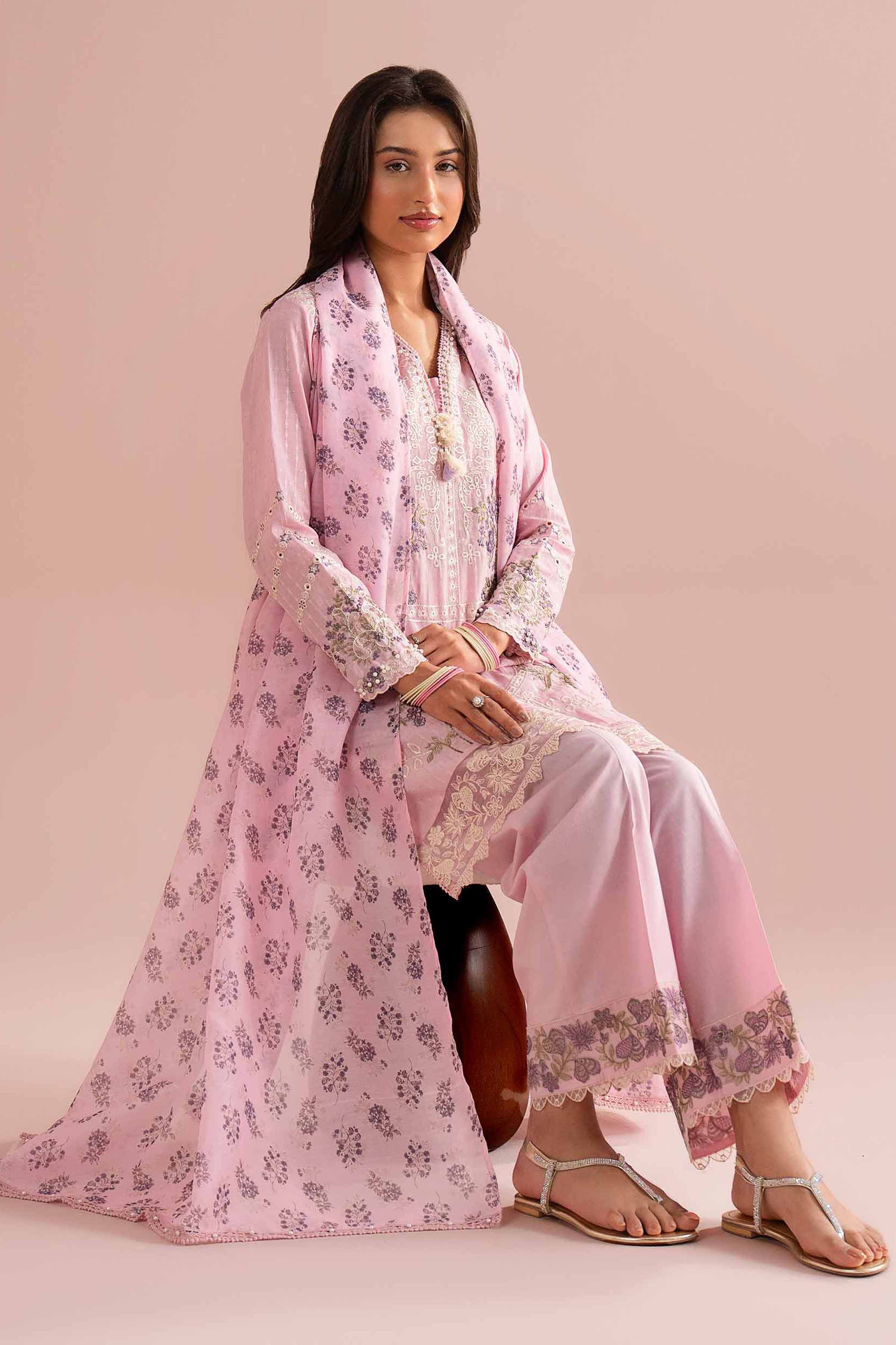 3 Piece - Printed Embroidered Suit - PE26-116 - Image 5