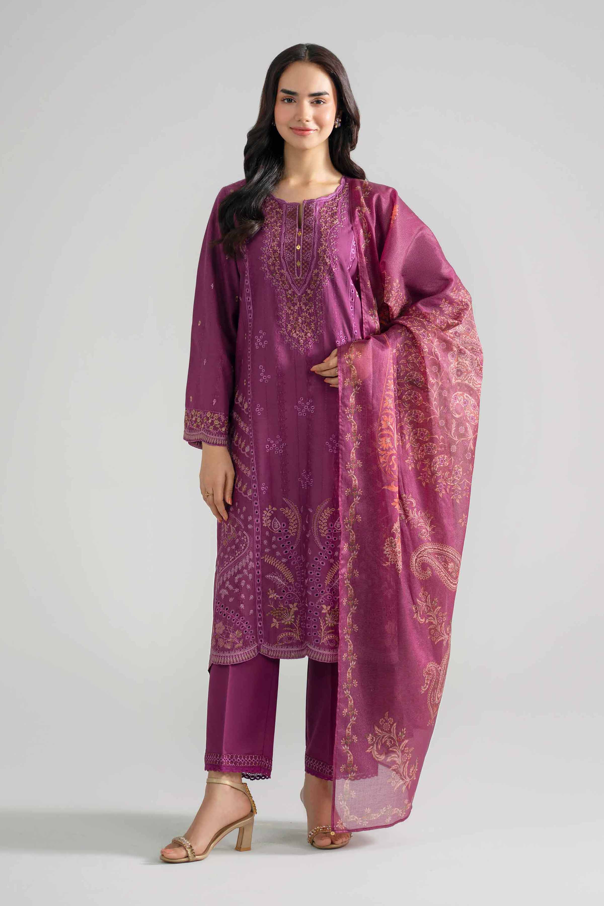 3 Piece - Embroidered Suit - PE26-119 - Image 5