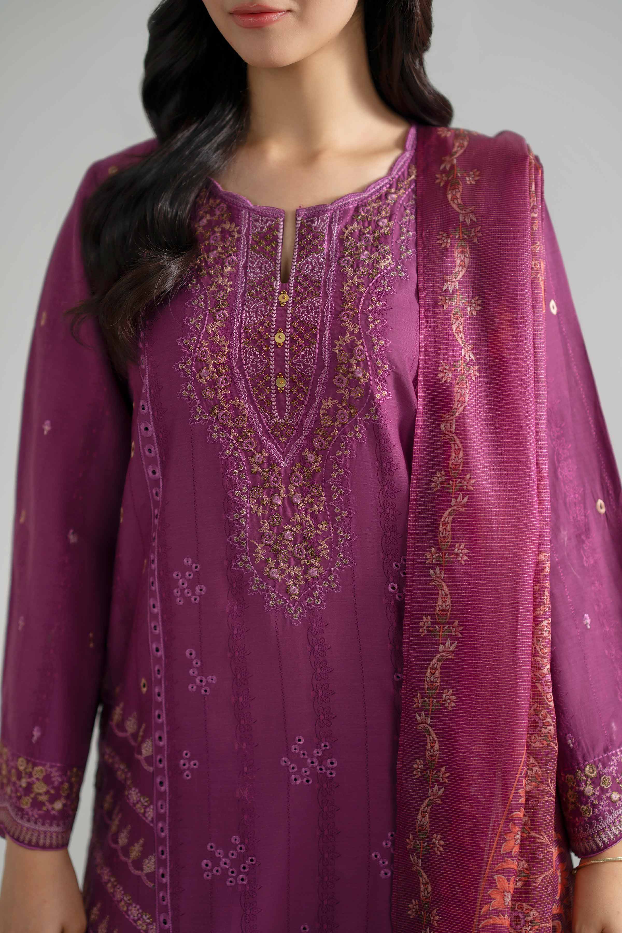 3 Piece - Embroidered Suit - PE26-119 - Image 7