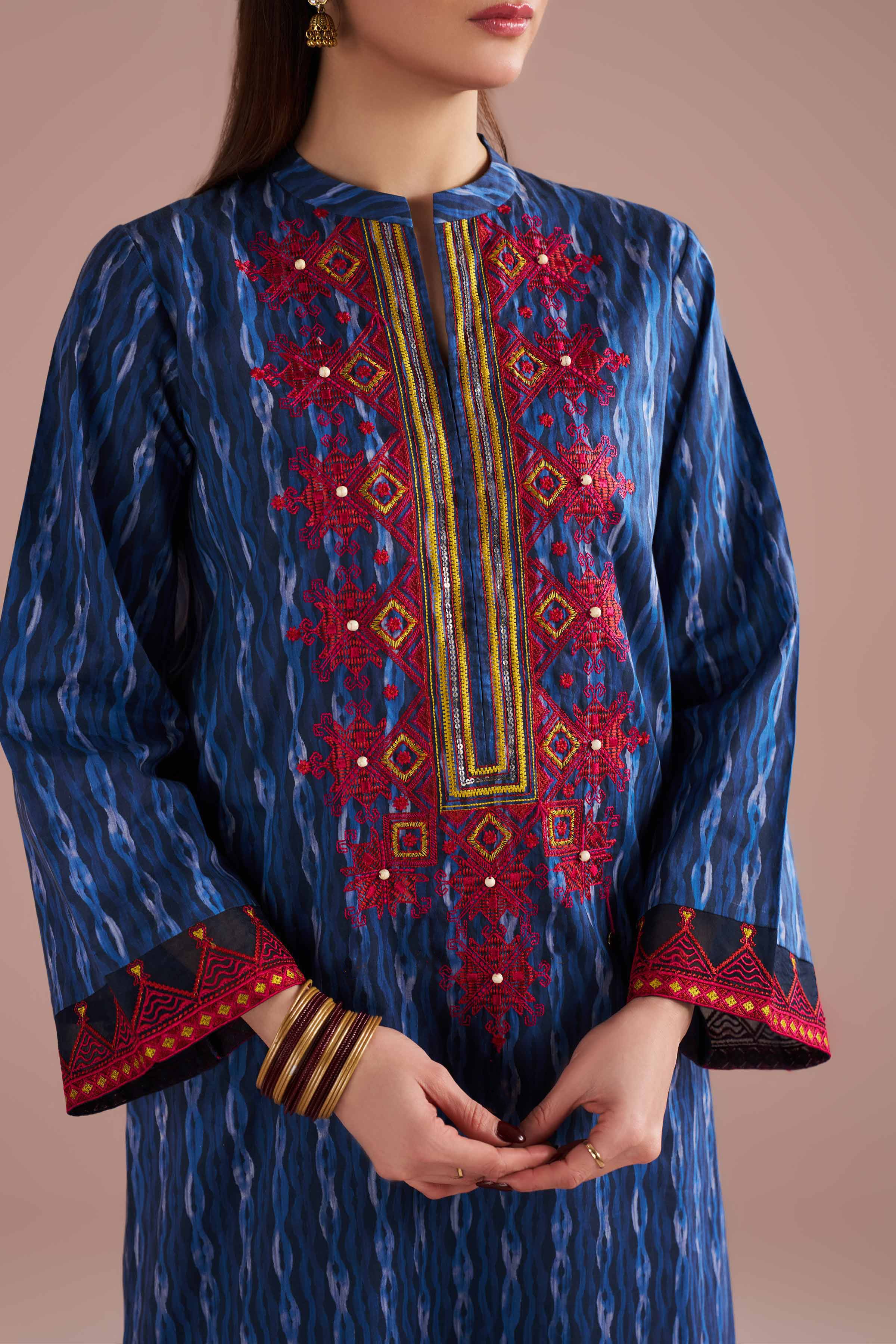 2 Piece - Printed Embroidered Suit - PE26-252 - Image 4