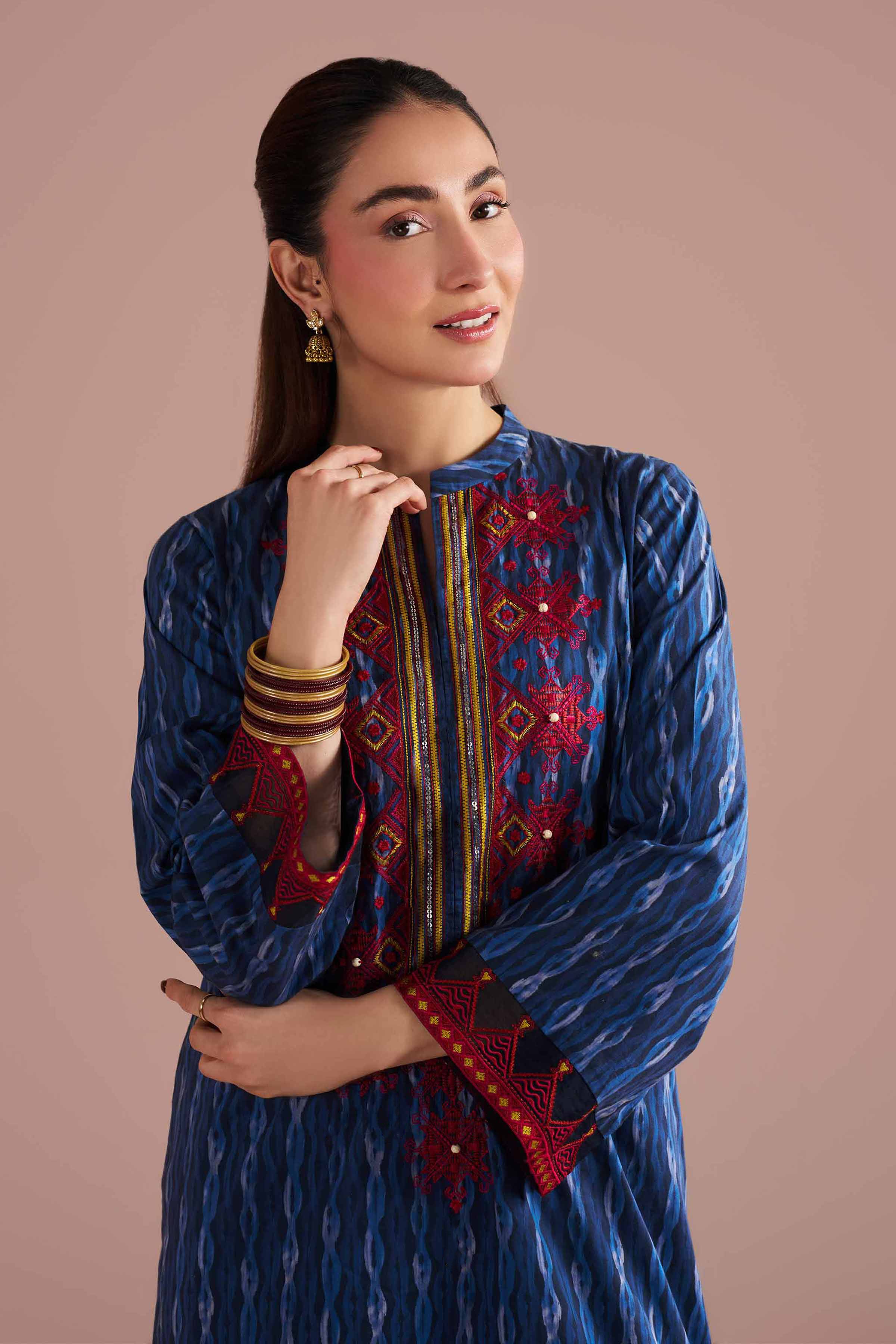 2 Piece - Printed Embroidered Suit - PE26-252 - Image 5