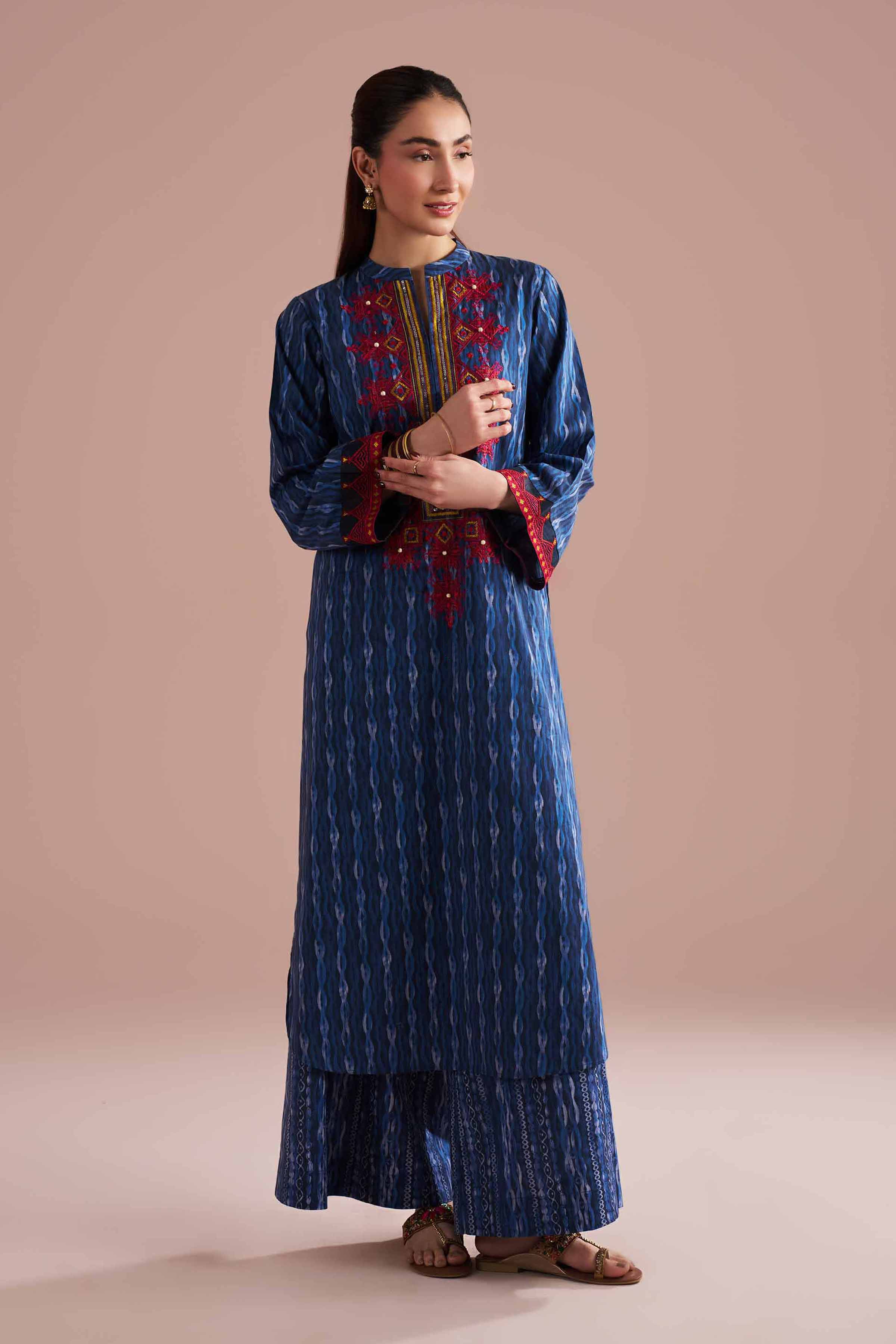 2 Piece - Printed Embroidered Suit - PE26-252 - Image 6