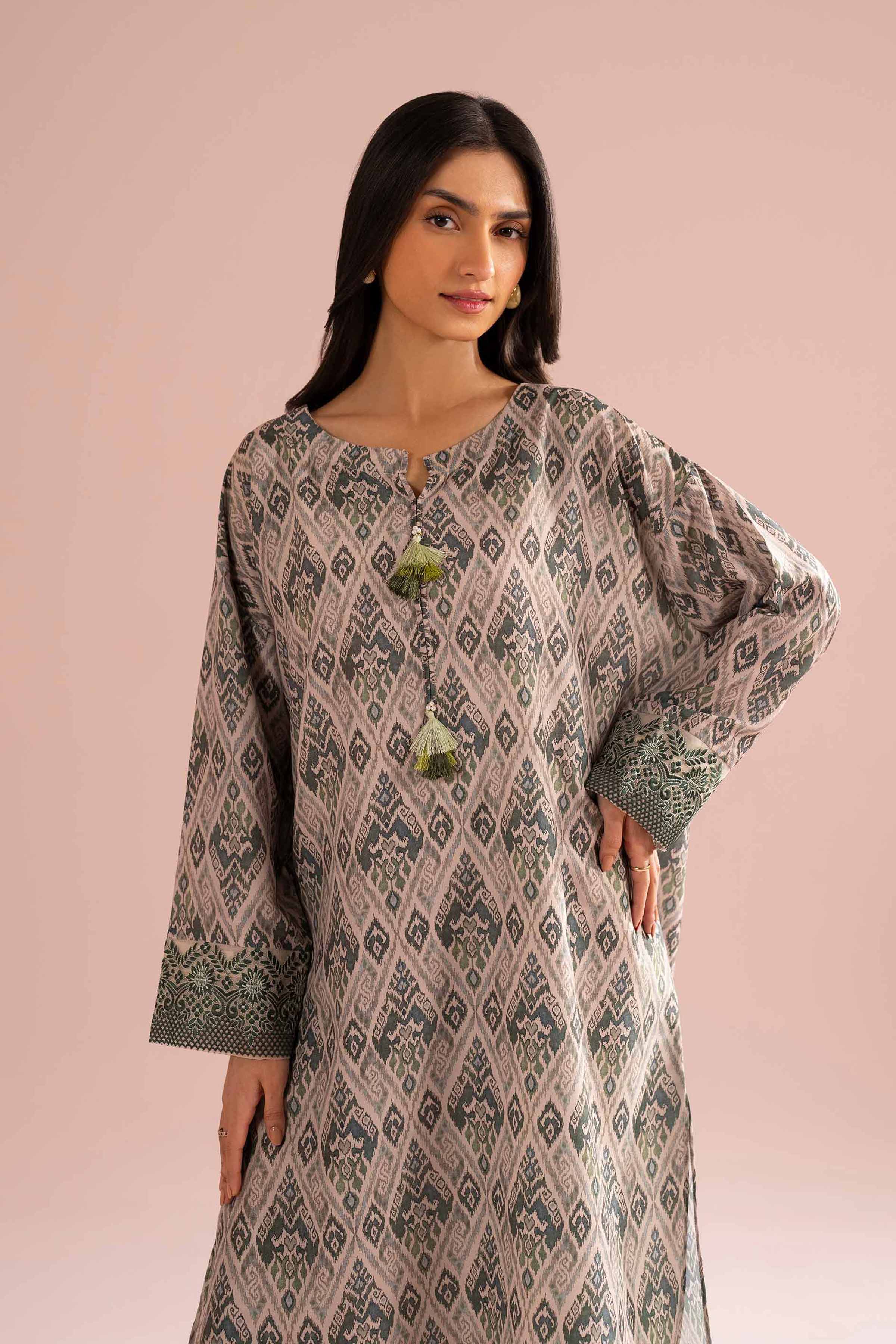 2 Piece - Printed Embroidered Suit - PE26-30 - Image 5
