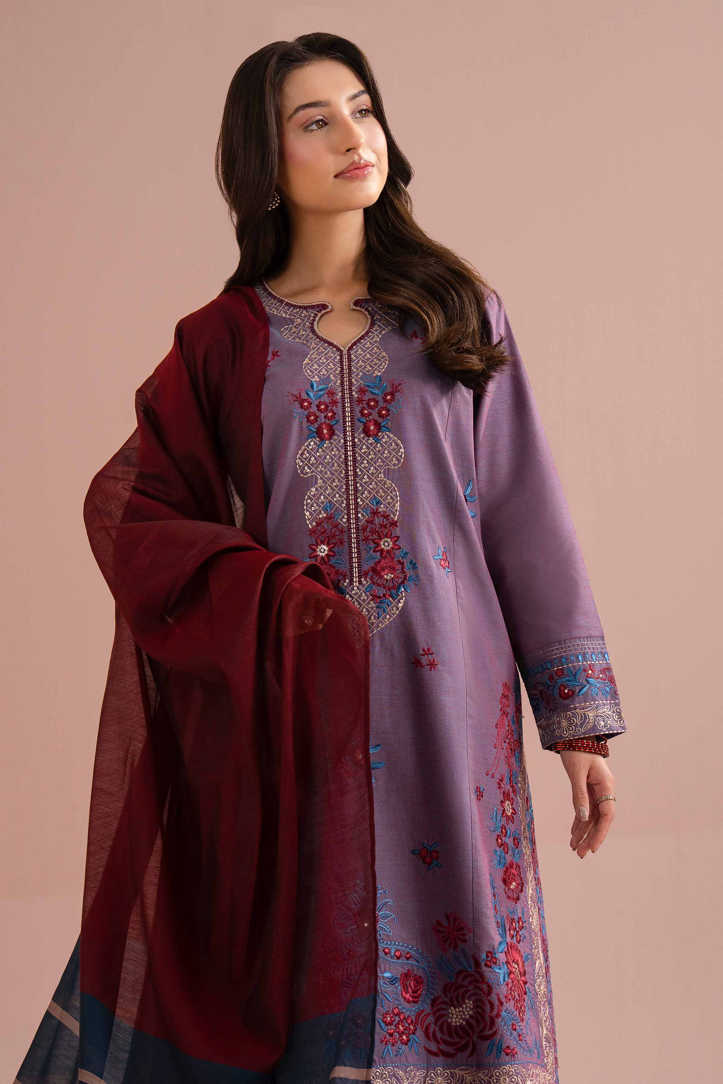 3 Piece - Embroidered Suit - PE26-309 - Image 2