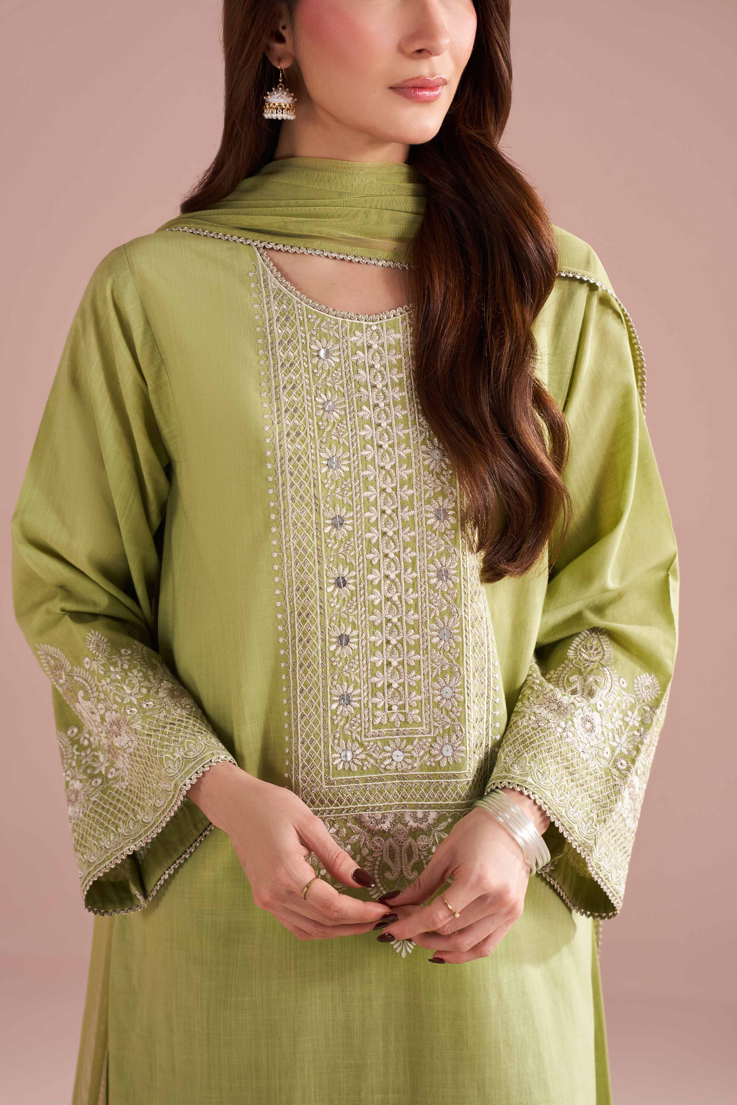 3 Piece - Embroidered Suit - PE26-323 - Image 5