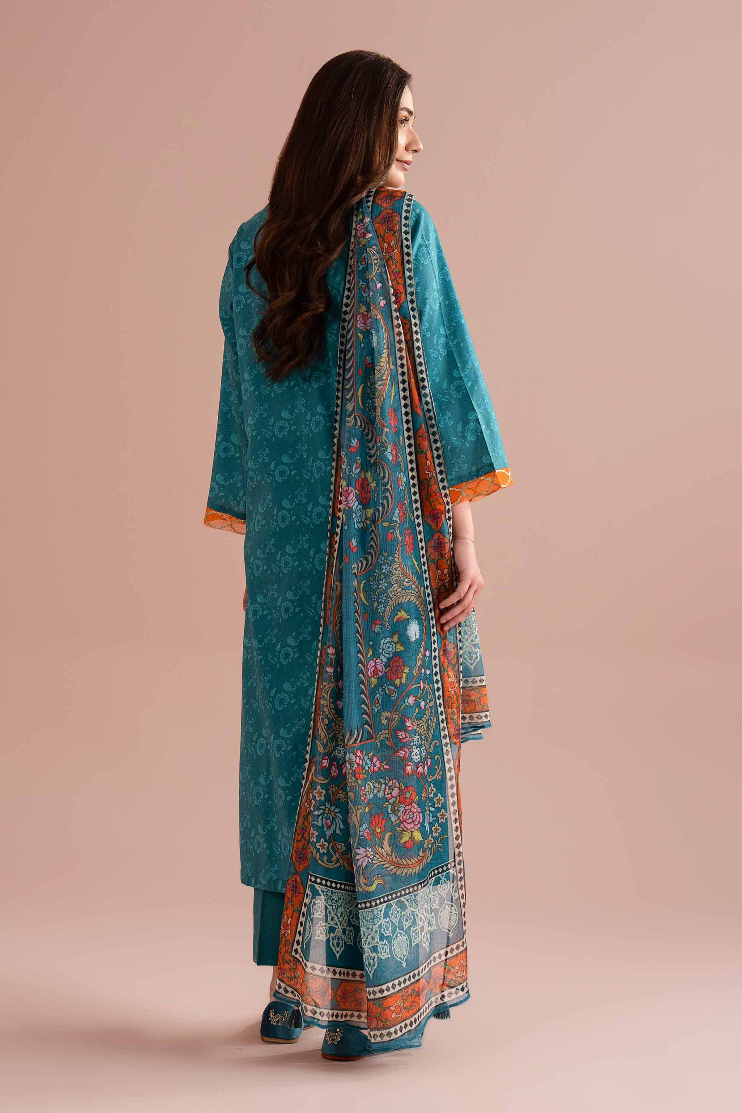 3 Piece - Printed Embroidered Suit - PE26-328 - Image 4