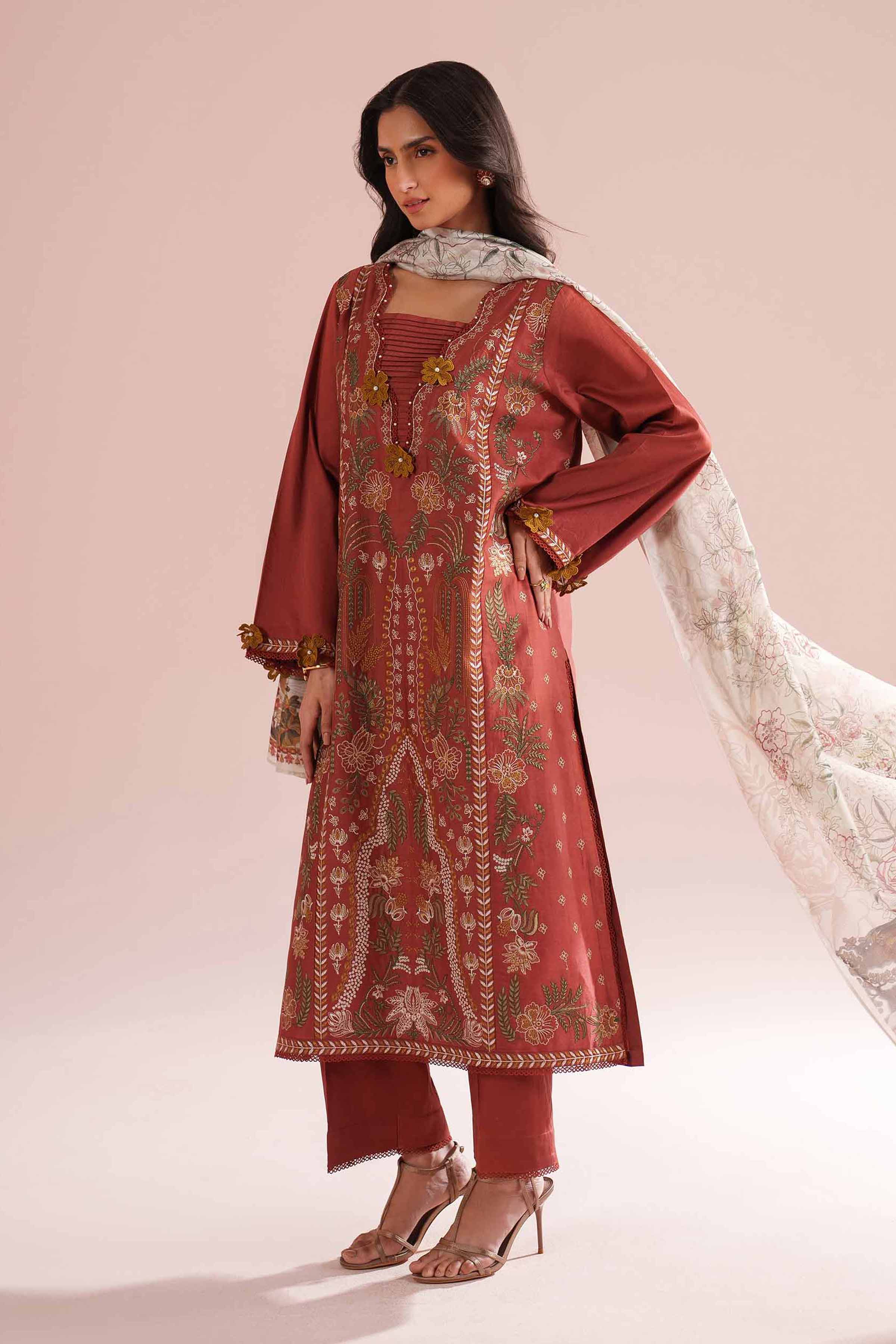 3 Piece - Embroidered Suit - PE26-63 - Image 4