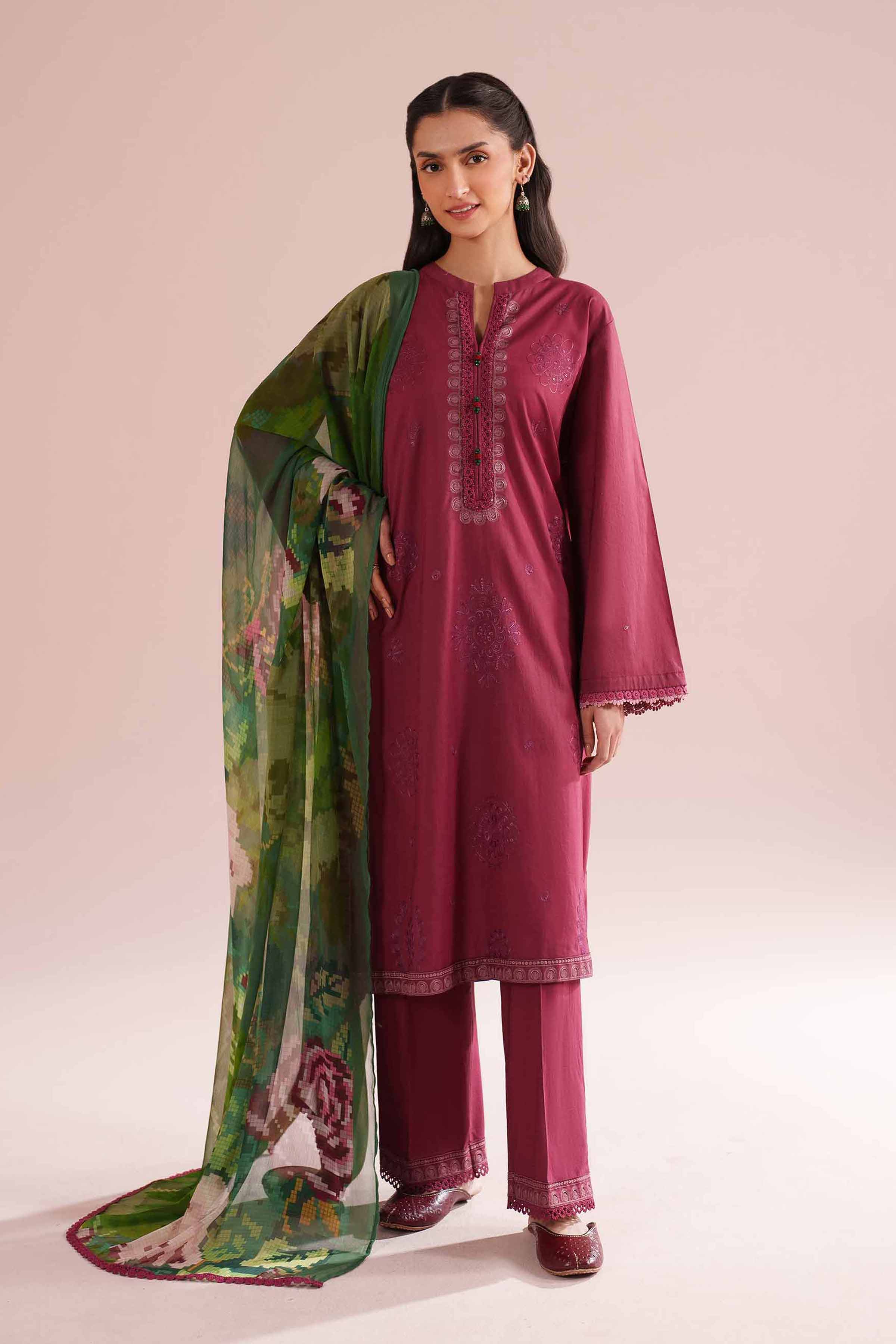 3 Piece - Embroidered Suit - PE26-66 - Image 3