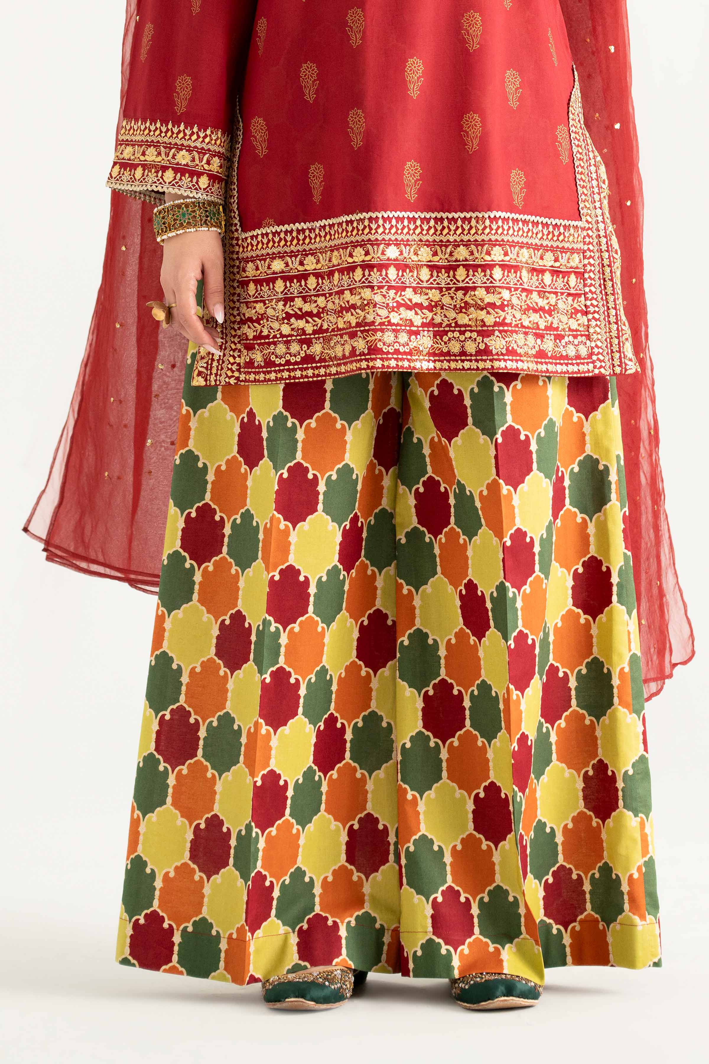 3 Piece - Printed Embroidered Suit - PMD25-13 M - Image 10