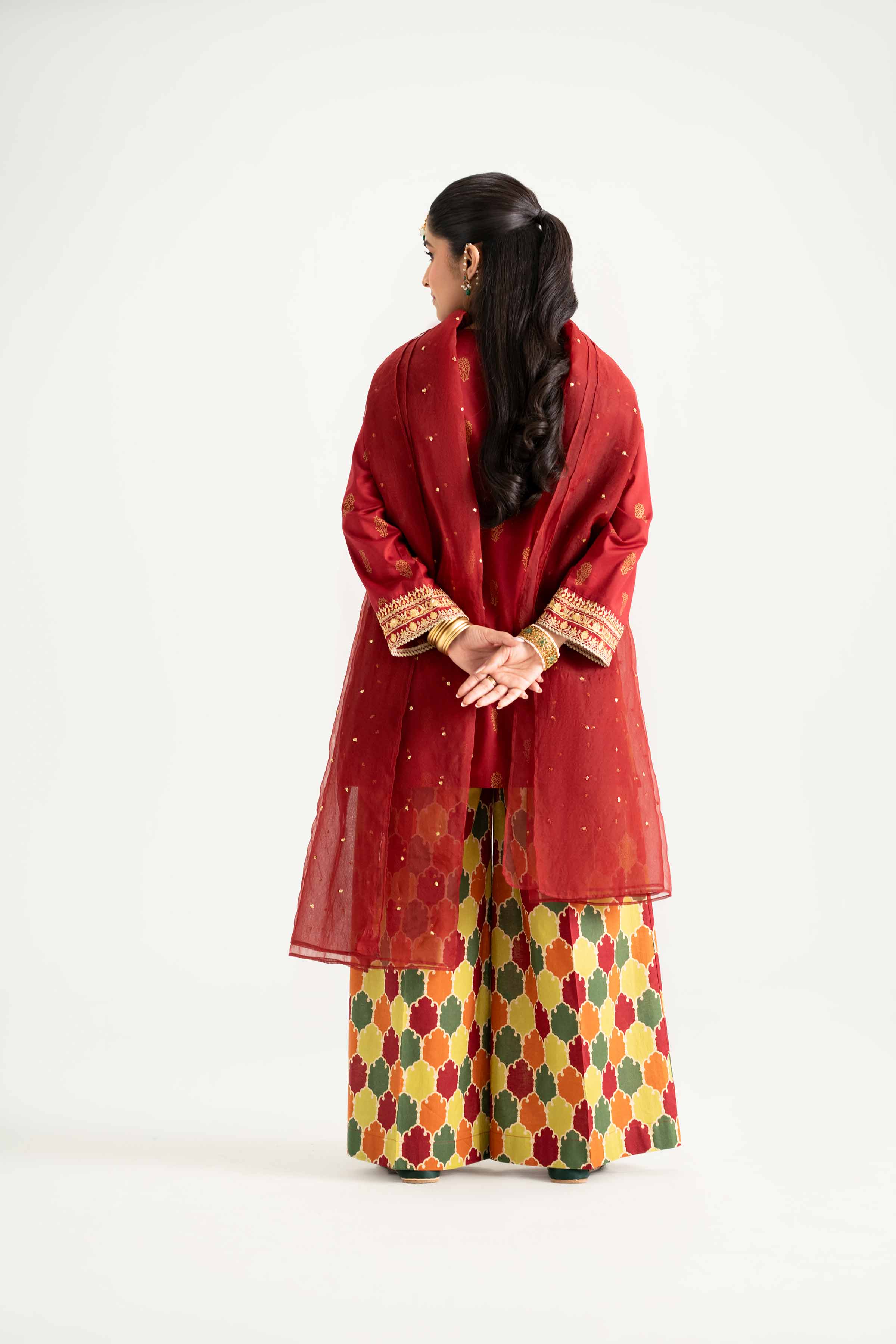 3 Piece - Printed Embroidered Suit - PMD25-13 M - Image 3