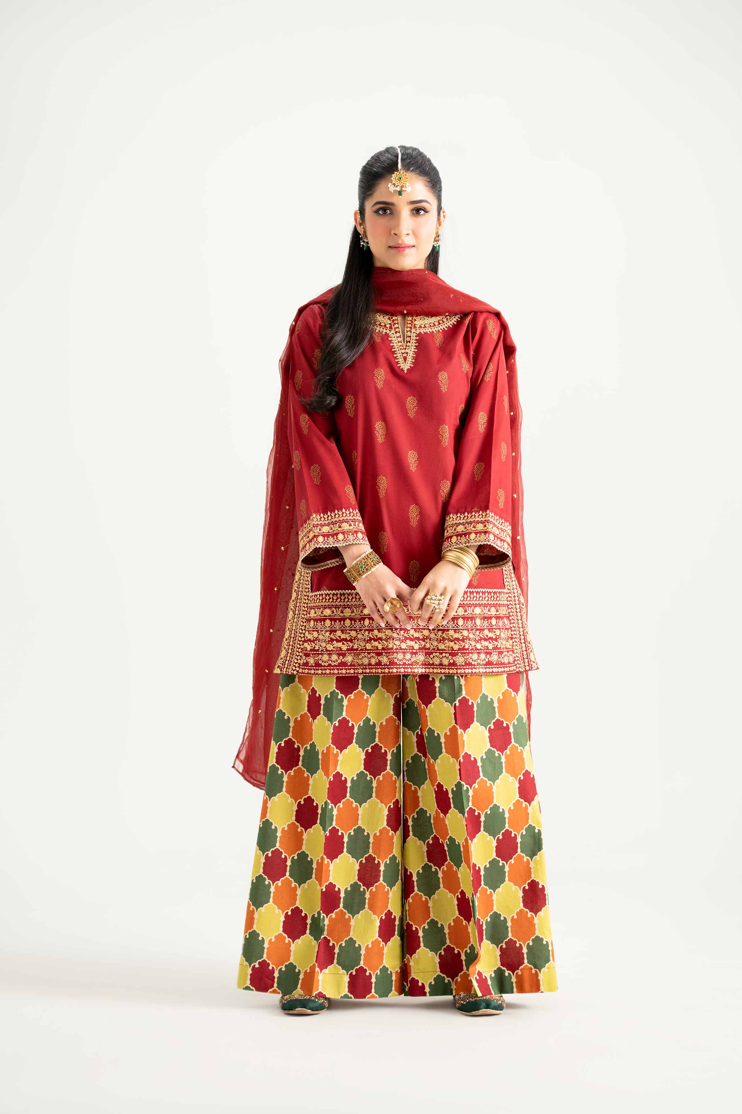 3 Piece - Printed Embroidered Suit - PMD25-13 M - Image 5