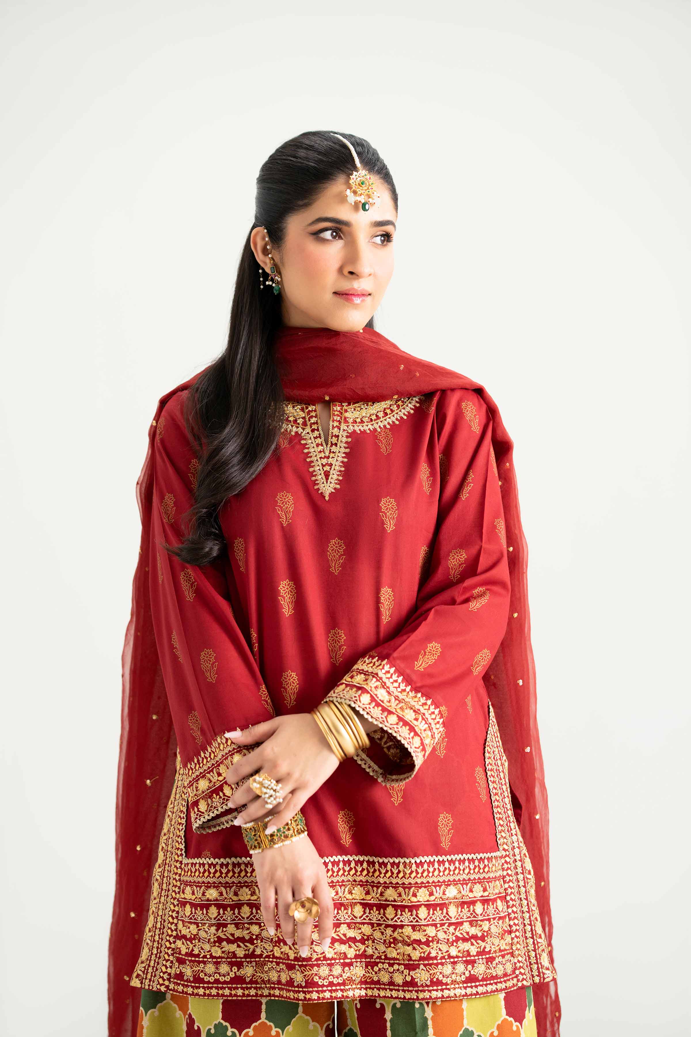 3 Piece - Printed Embroidered Suit - PMD25-13 M - Image 7