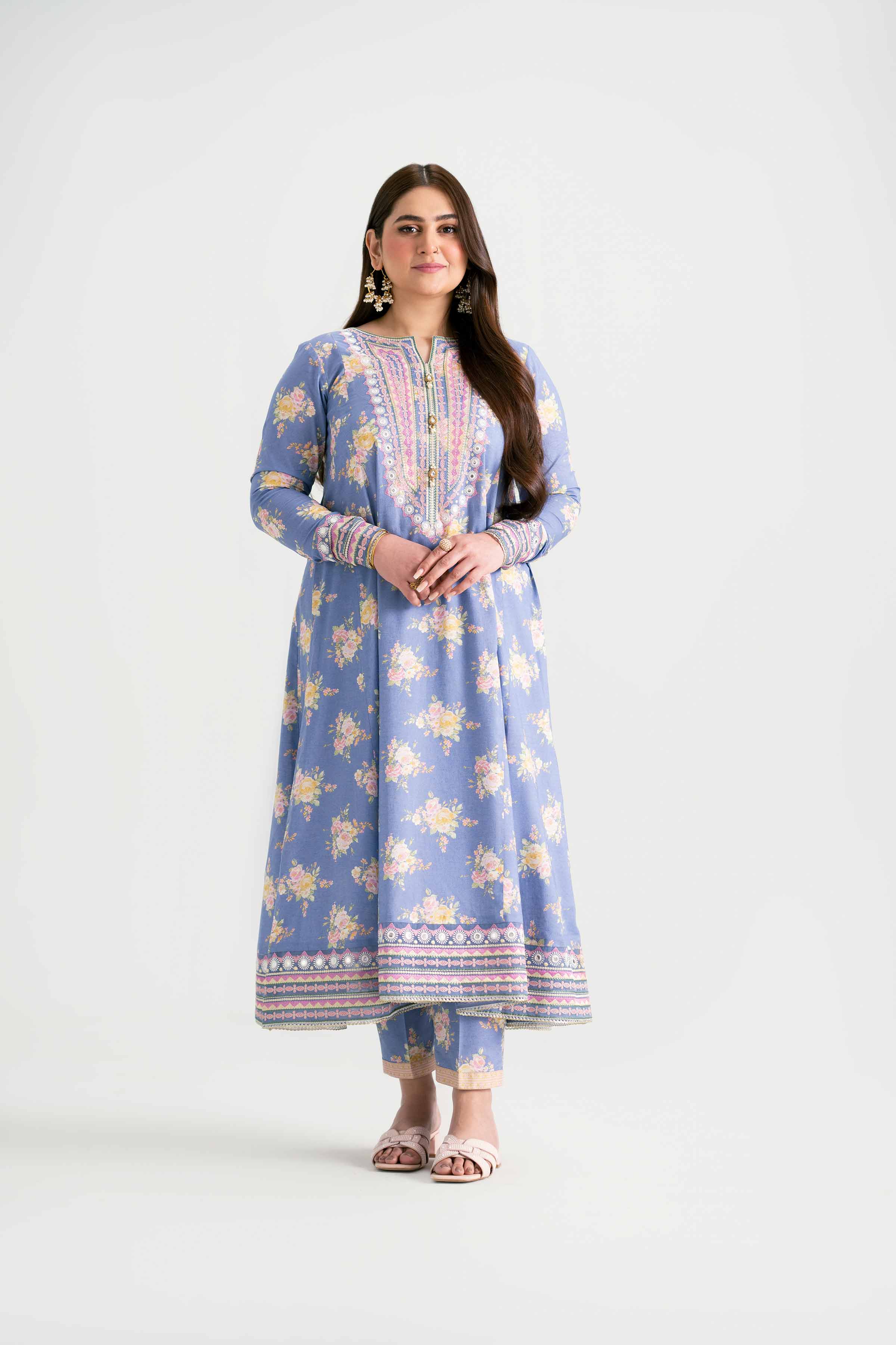 2 Piece - Printed Embroidered Suit - PMD25-20 M - Image 4