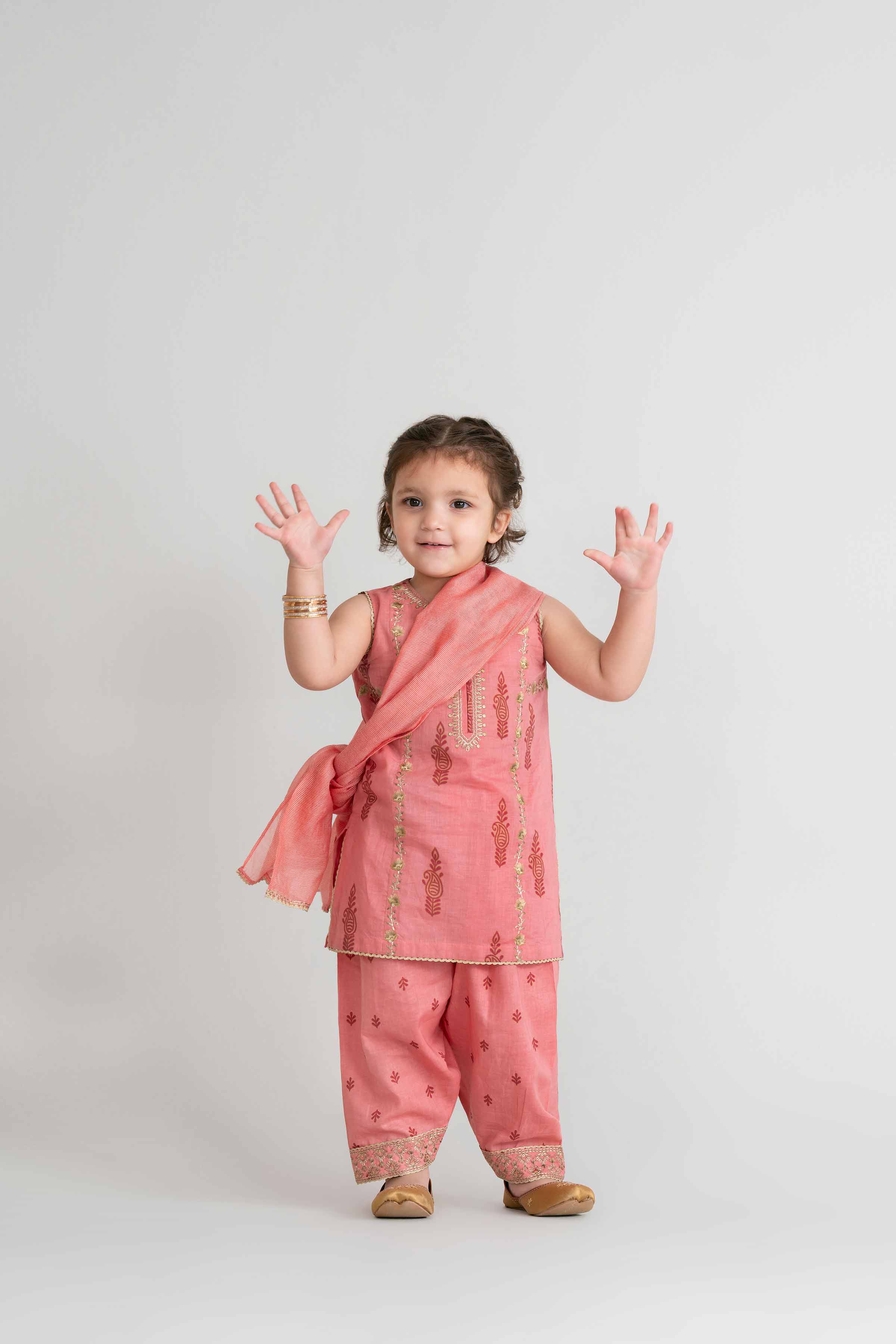 3 Piece - Printed Embroidered Suit - PMD26-42 D - Image 11