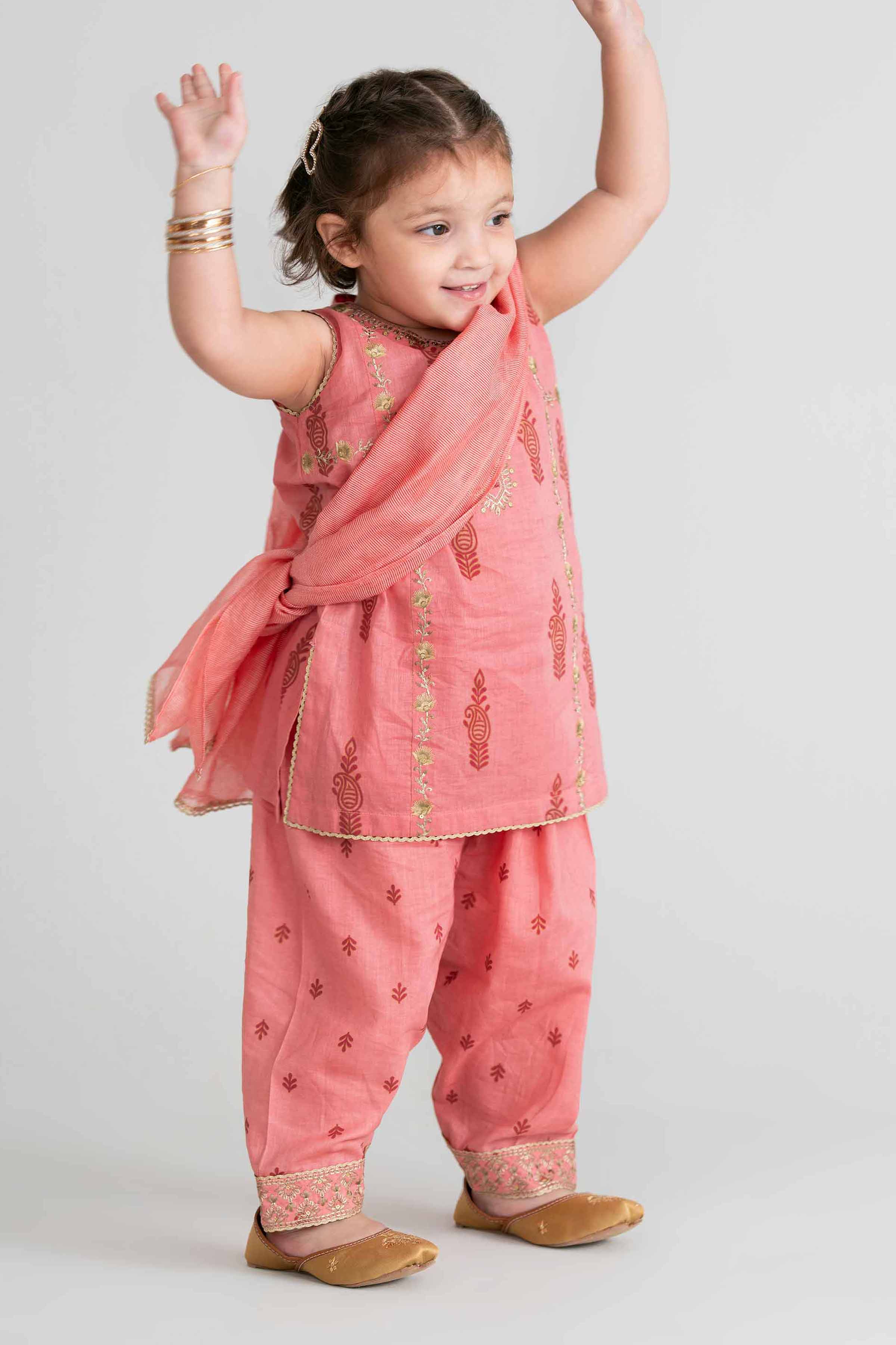 3 Piece - Printed Embroidered Suit - PMD26-42 D - Image 2