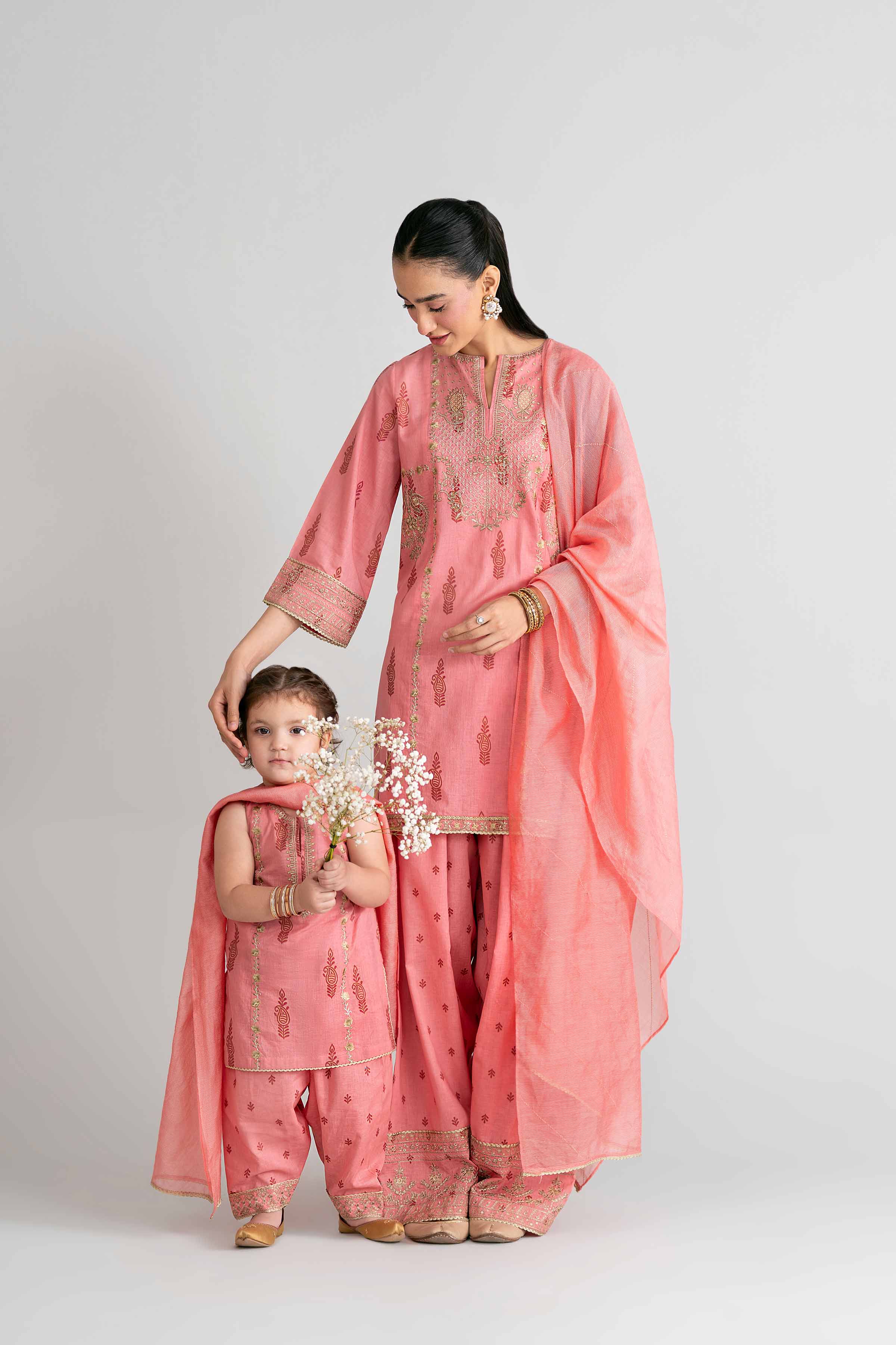3 Piece - Printed Embroidered Suit - PMD26-42 D - Image 3