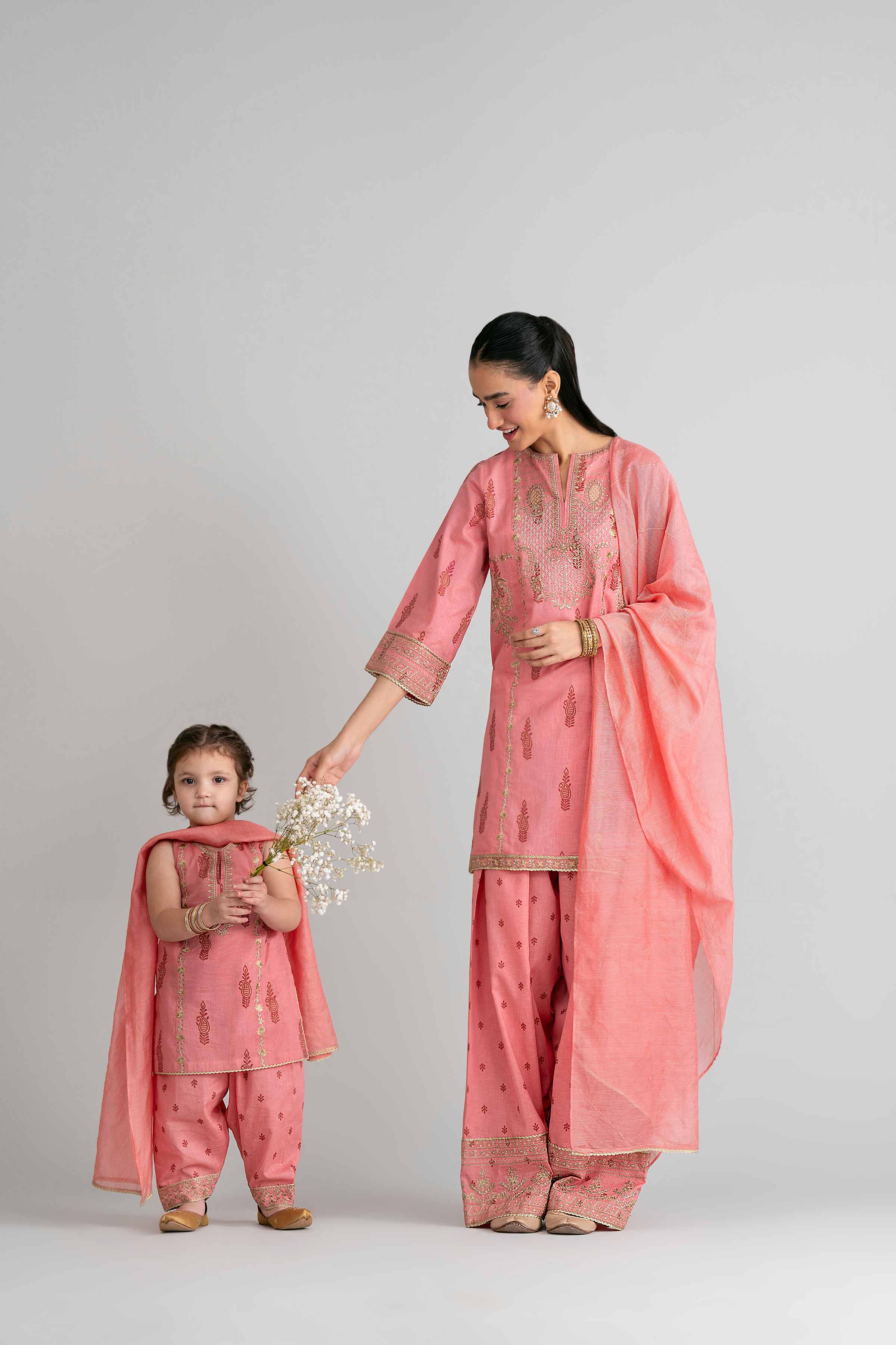 3 Piece - Printed Embroidered Suit - PMD26-42 D - Image 6