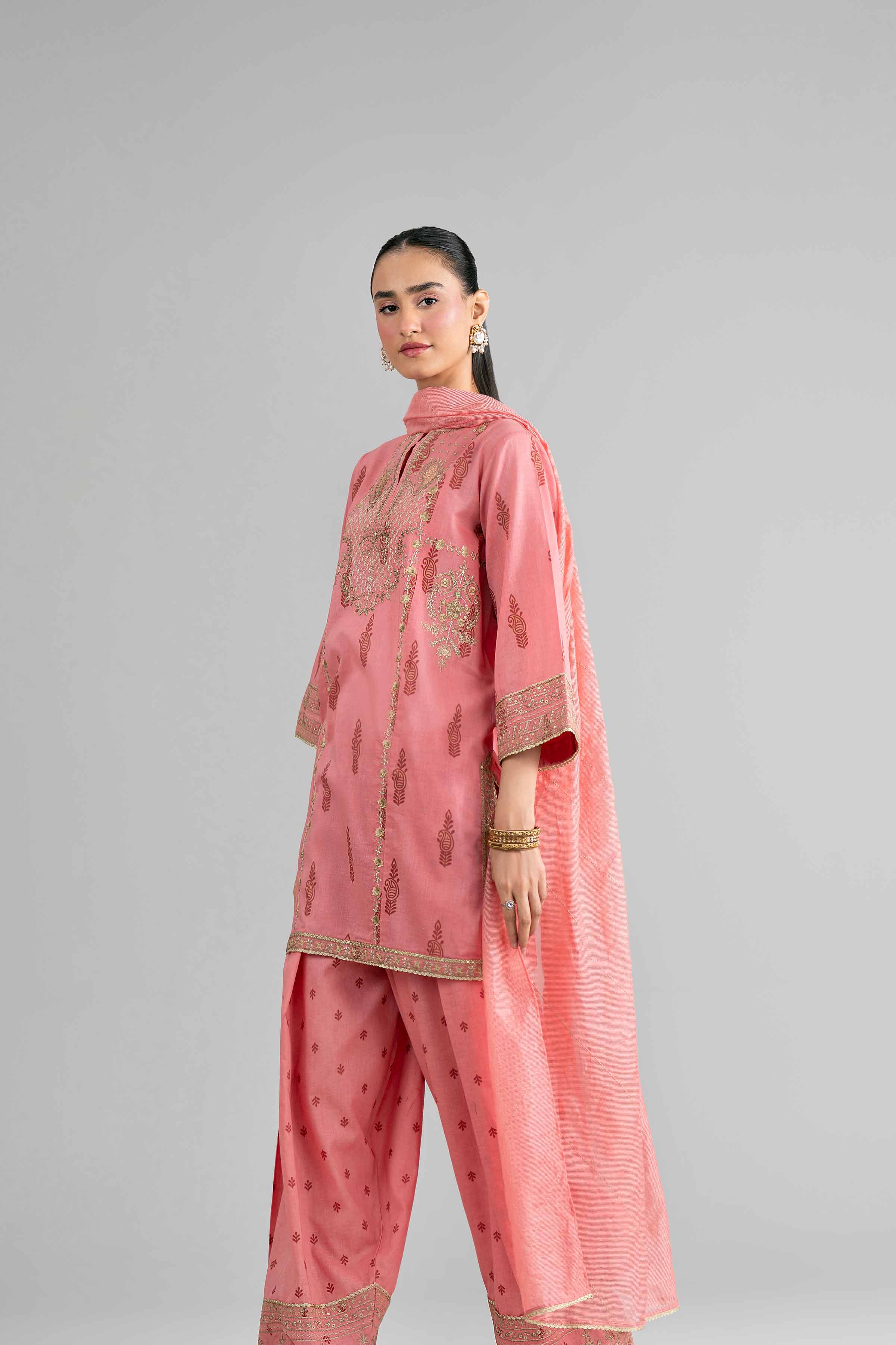 3 Piece - Printed Embroidered Suit - PMD26-42 M - Image 4