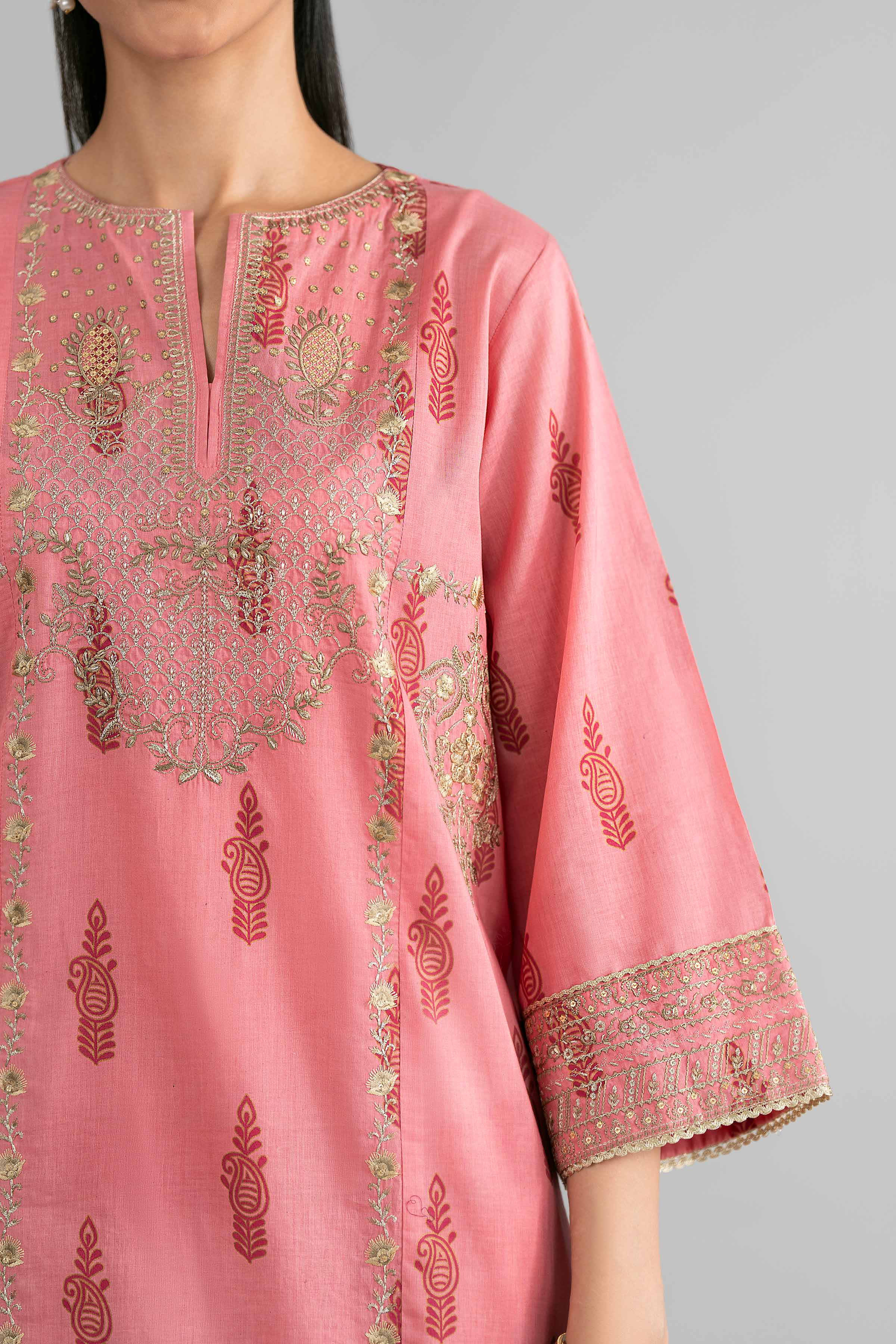 3 Piece - Printed Embroidered Suit - PMD26-42 M - Image 5