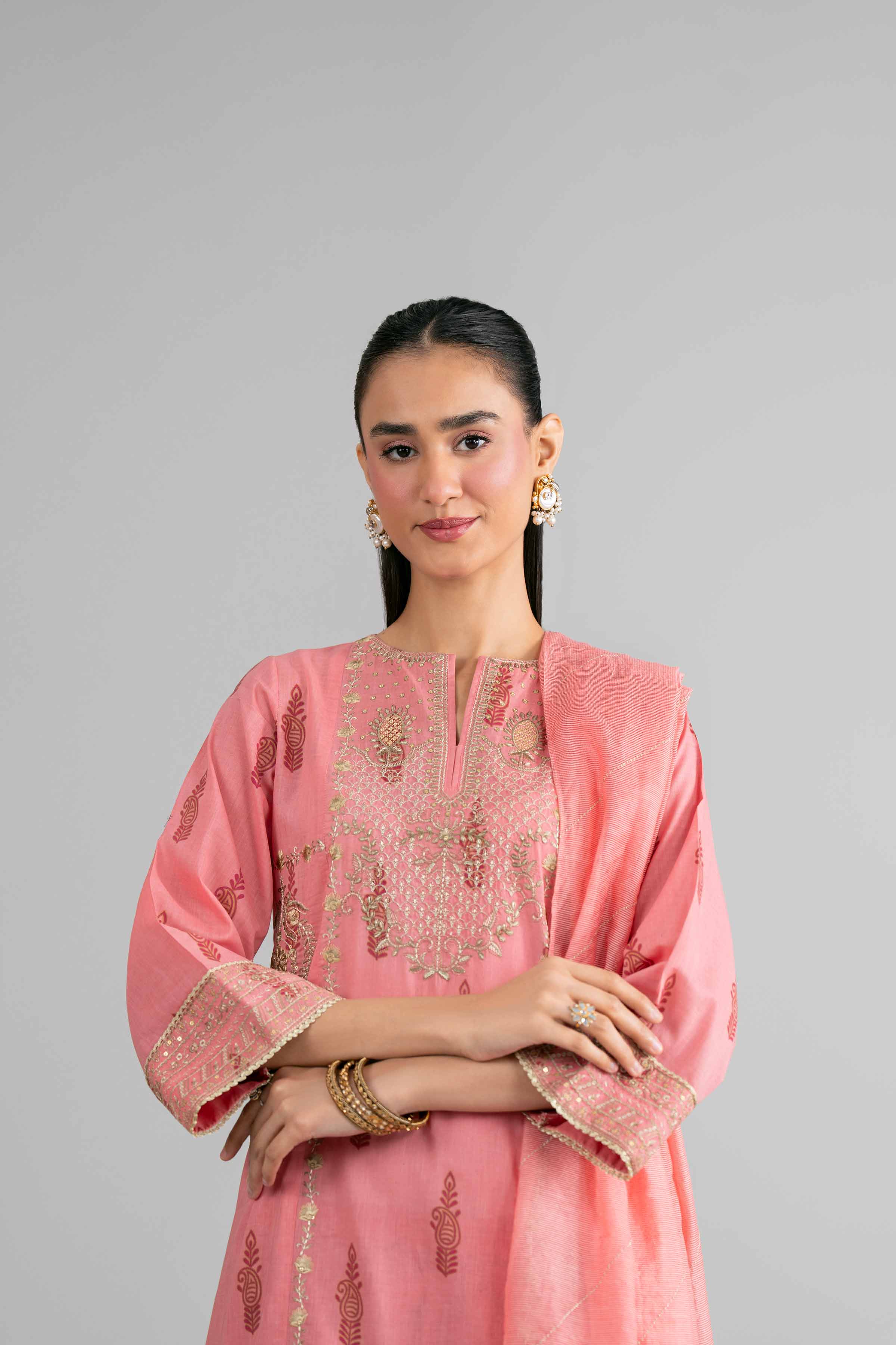3 Piece - Printed Embroidered Suit - PMD26-42 M - Image 7