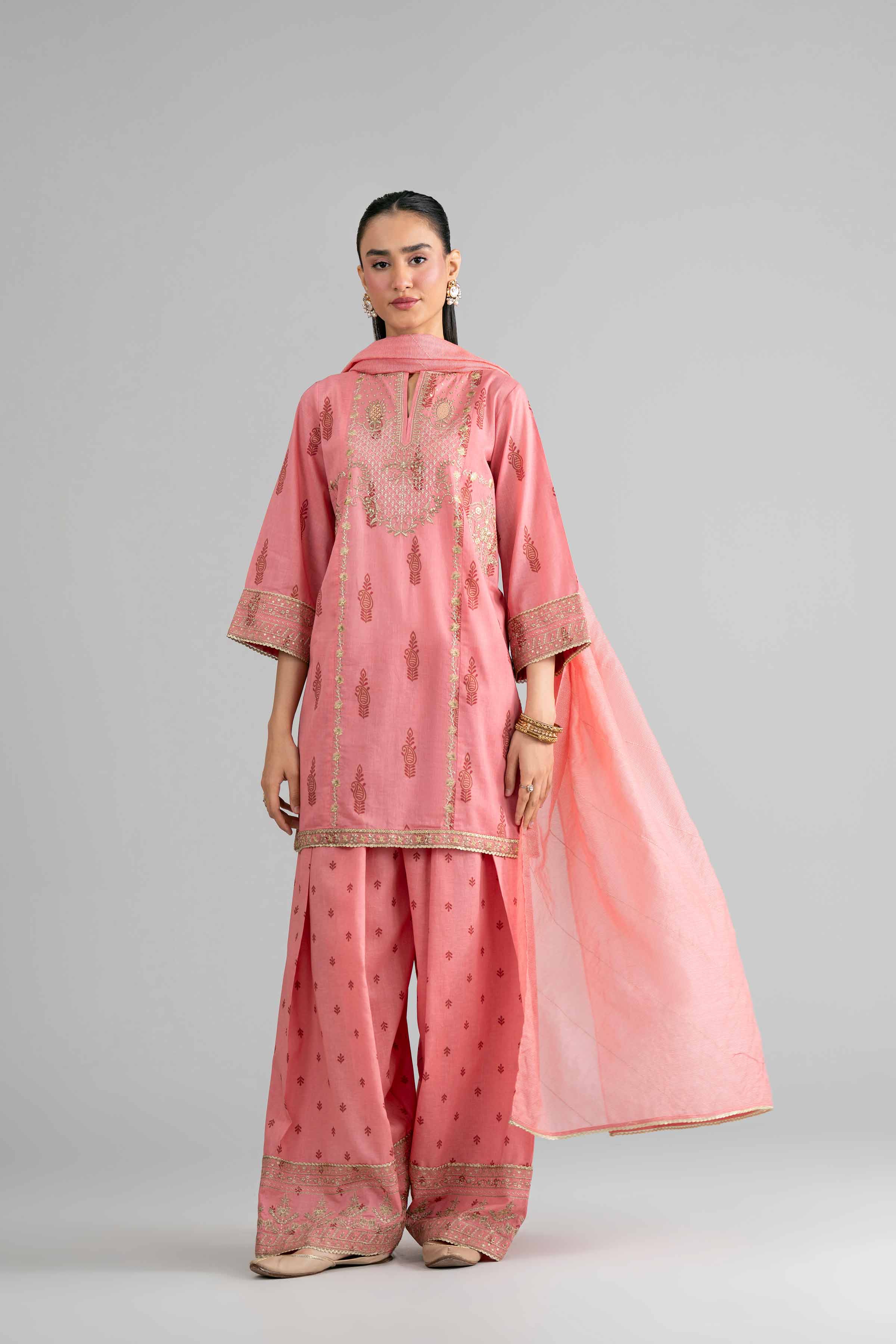 3 Piece - Printed Embroidered Suit - PMD26-42 M - Image 8