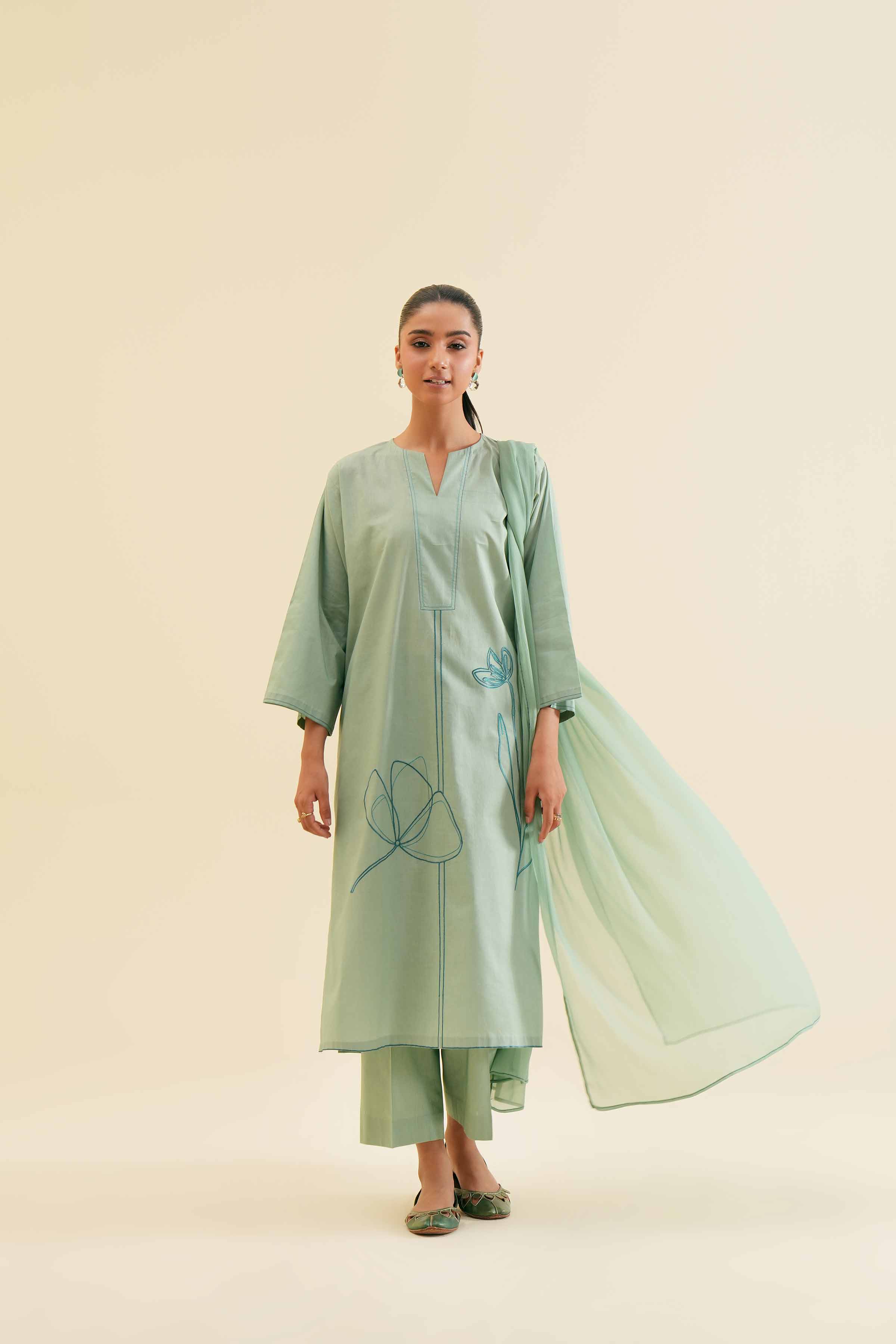 3 Piece - Embroidered Suit - PS24-121 - Image 4