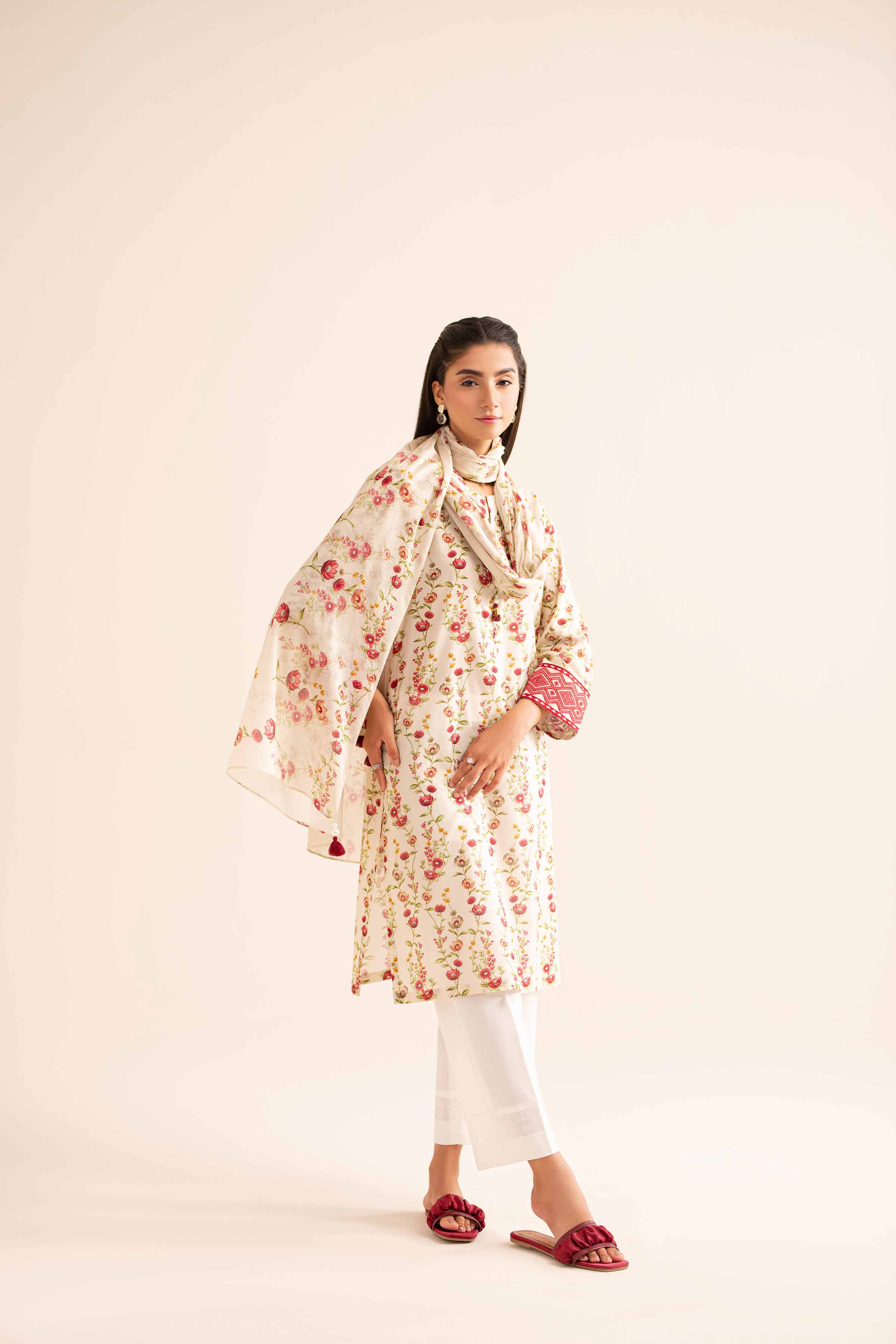 2 Piece - Printed Embroidered Suit - PS24-253 - Image 7