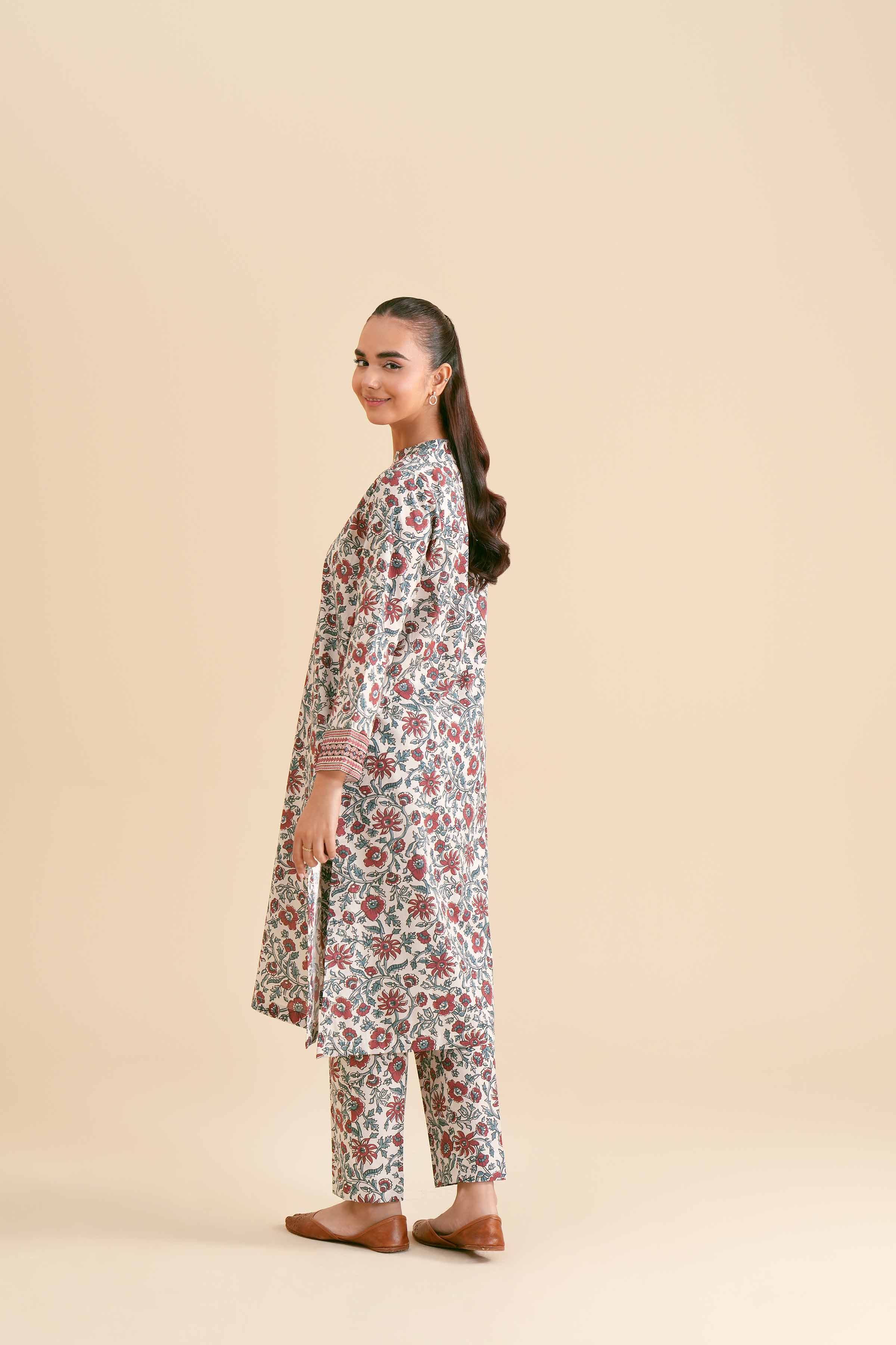 2-Piece - Printed Embroidered Suit  - PS24-288 - Image 3