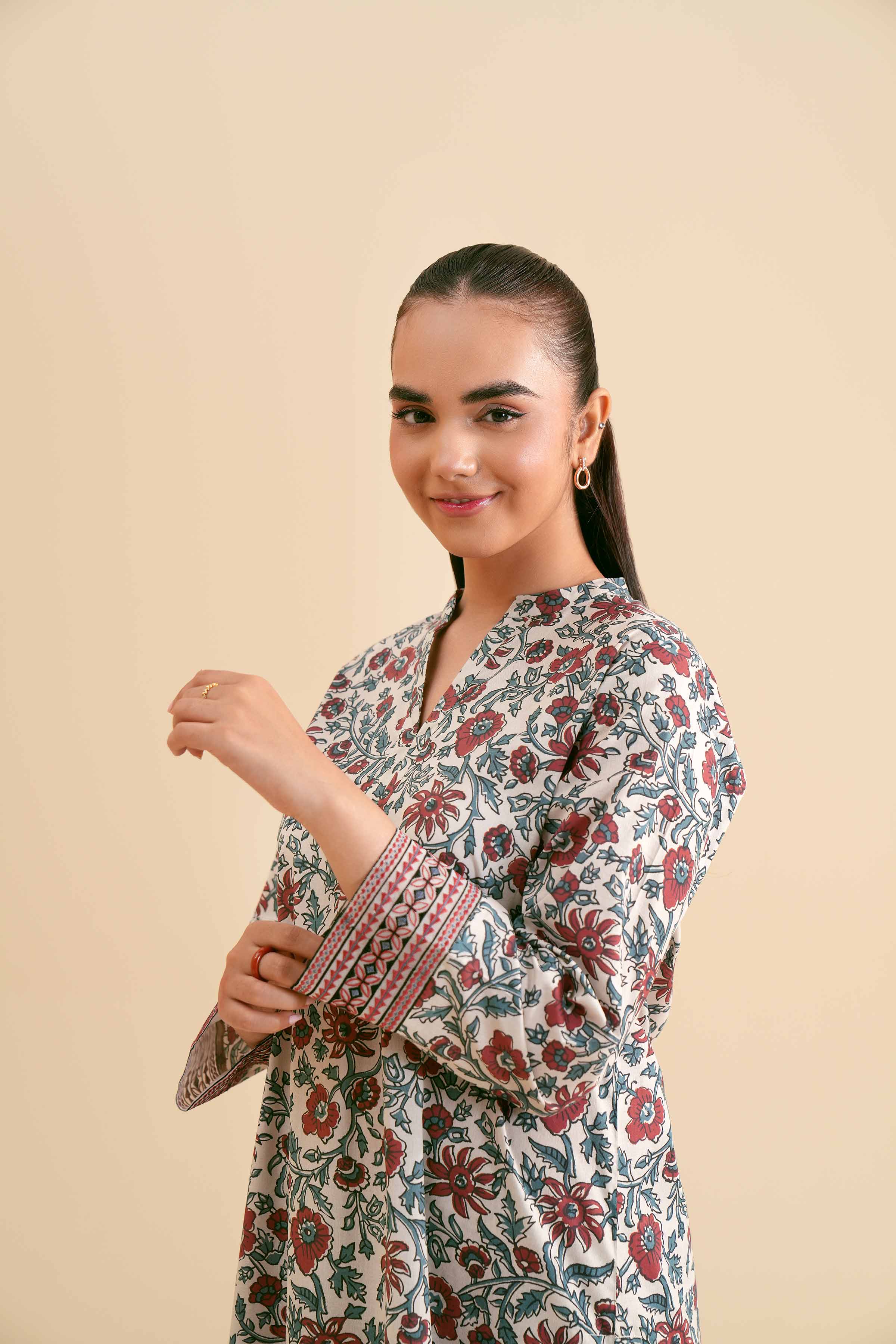 2-Piece - Printed Embroidered Suit  - PS24-288 - Image 4