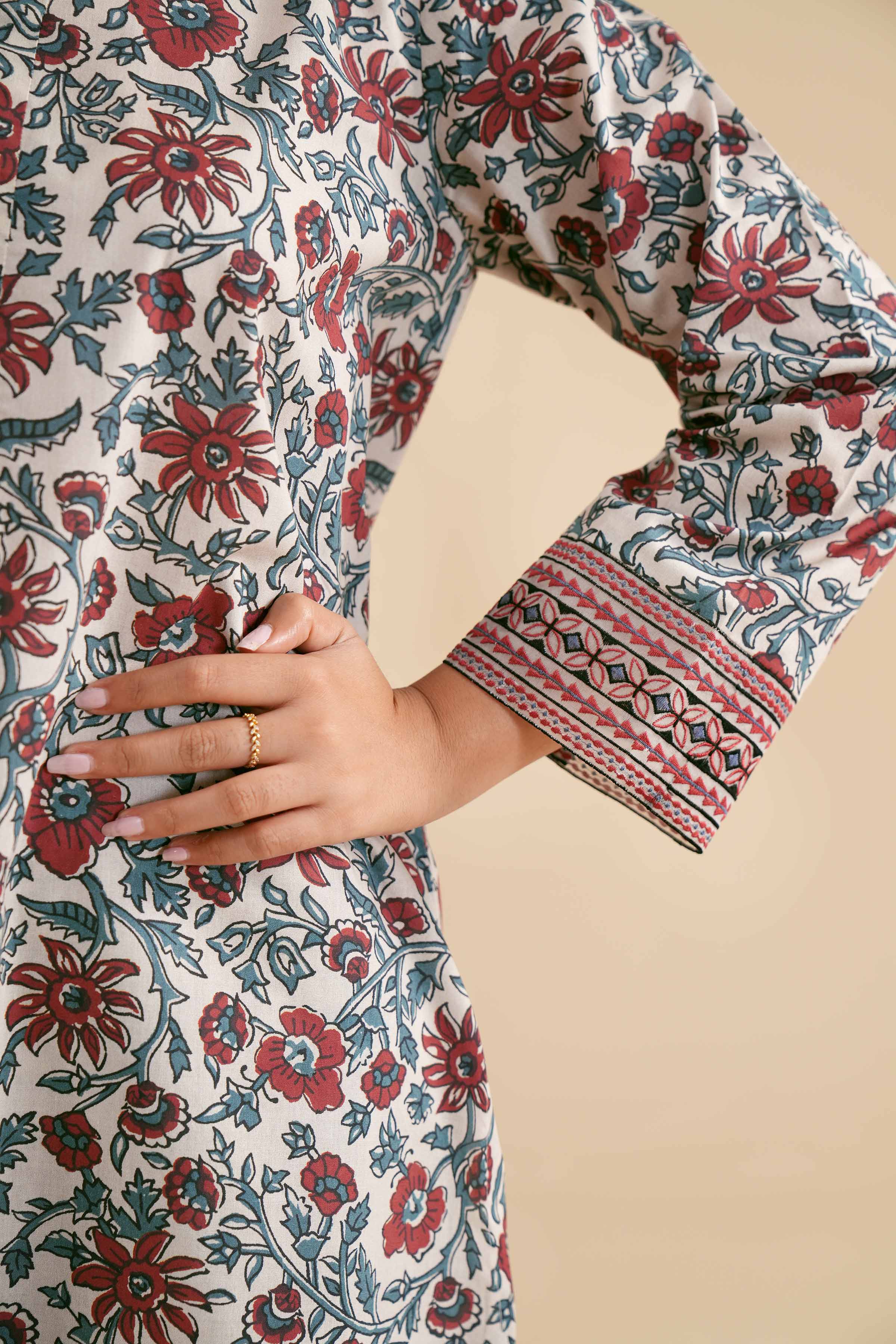 2-Piece - Printed Embroidered Suit  - PS24-288 - Image 5