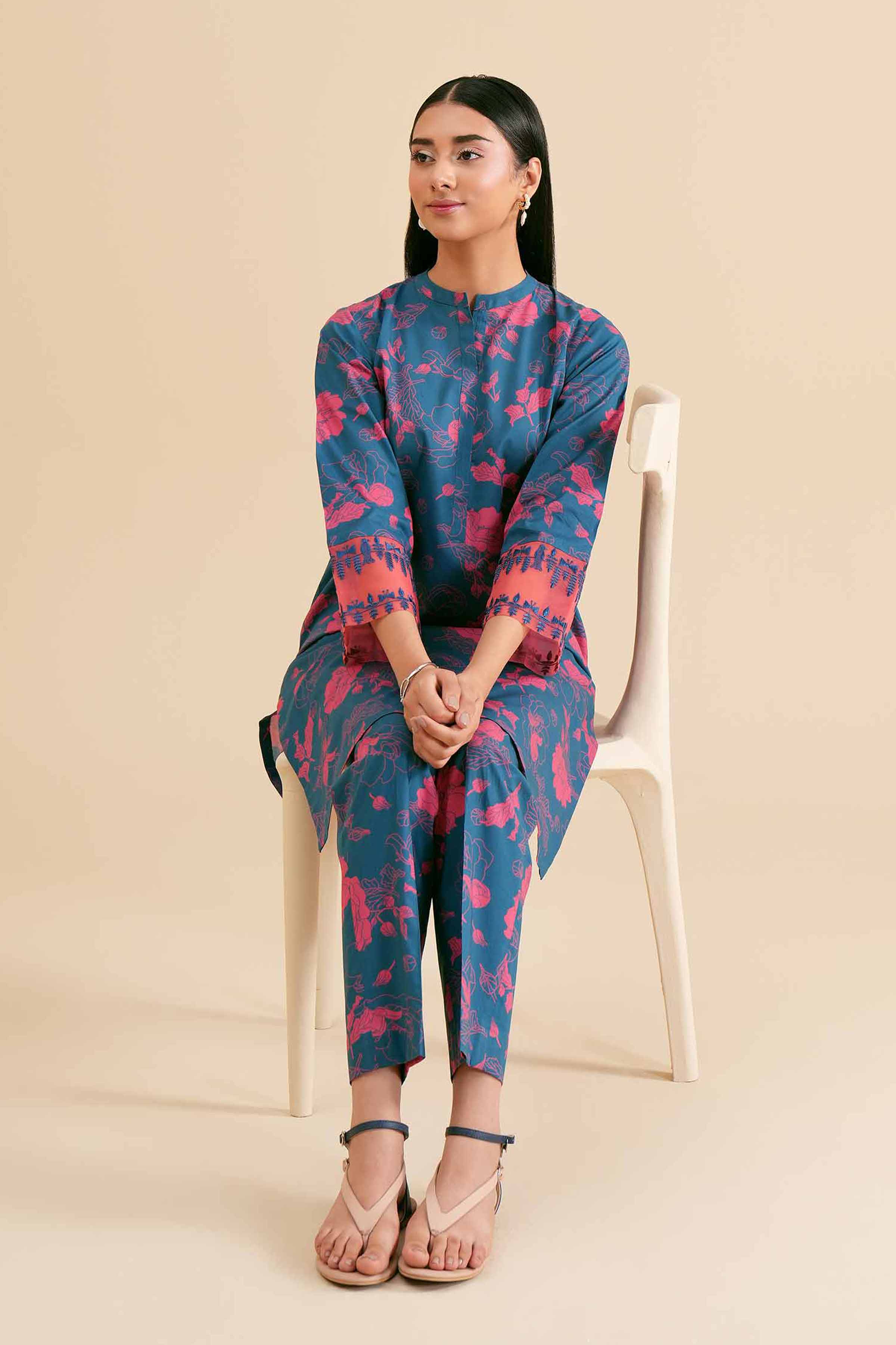 2-Piece - Printed Embroidered Suit  - PS24-294 - Image 2