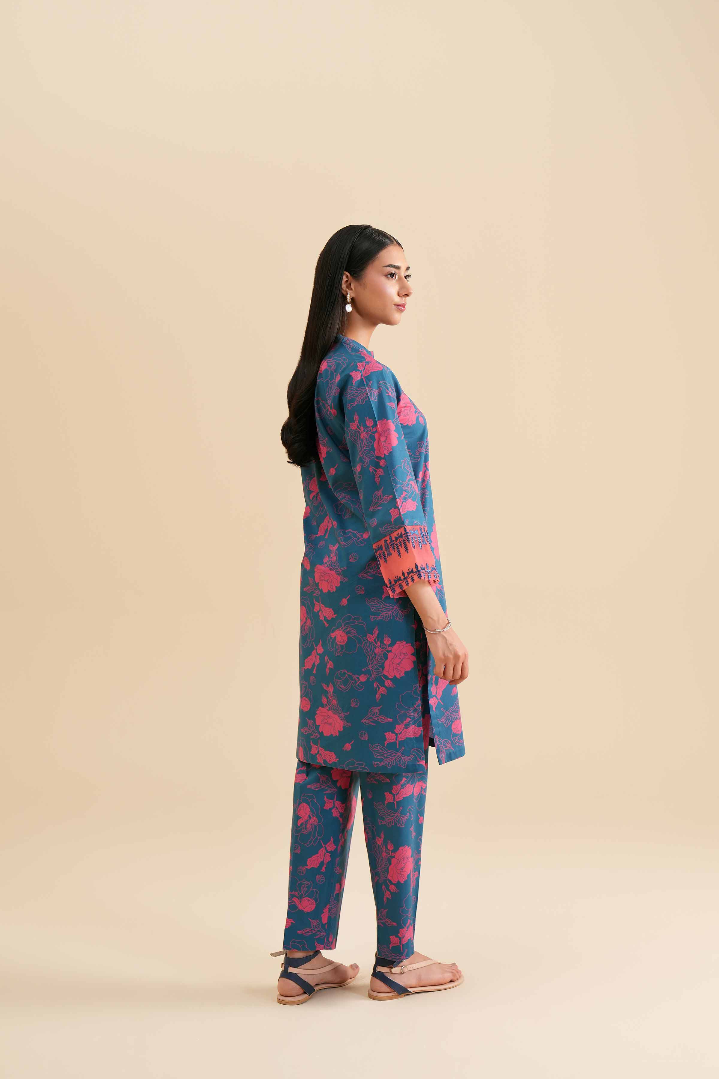 2-Piece - Printed Embroidered Suit  - PS24-294 - Image 3