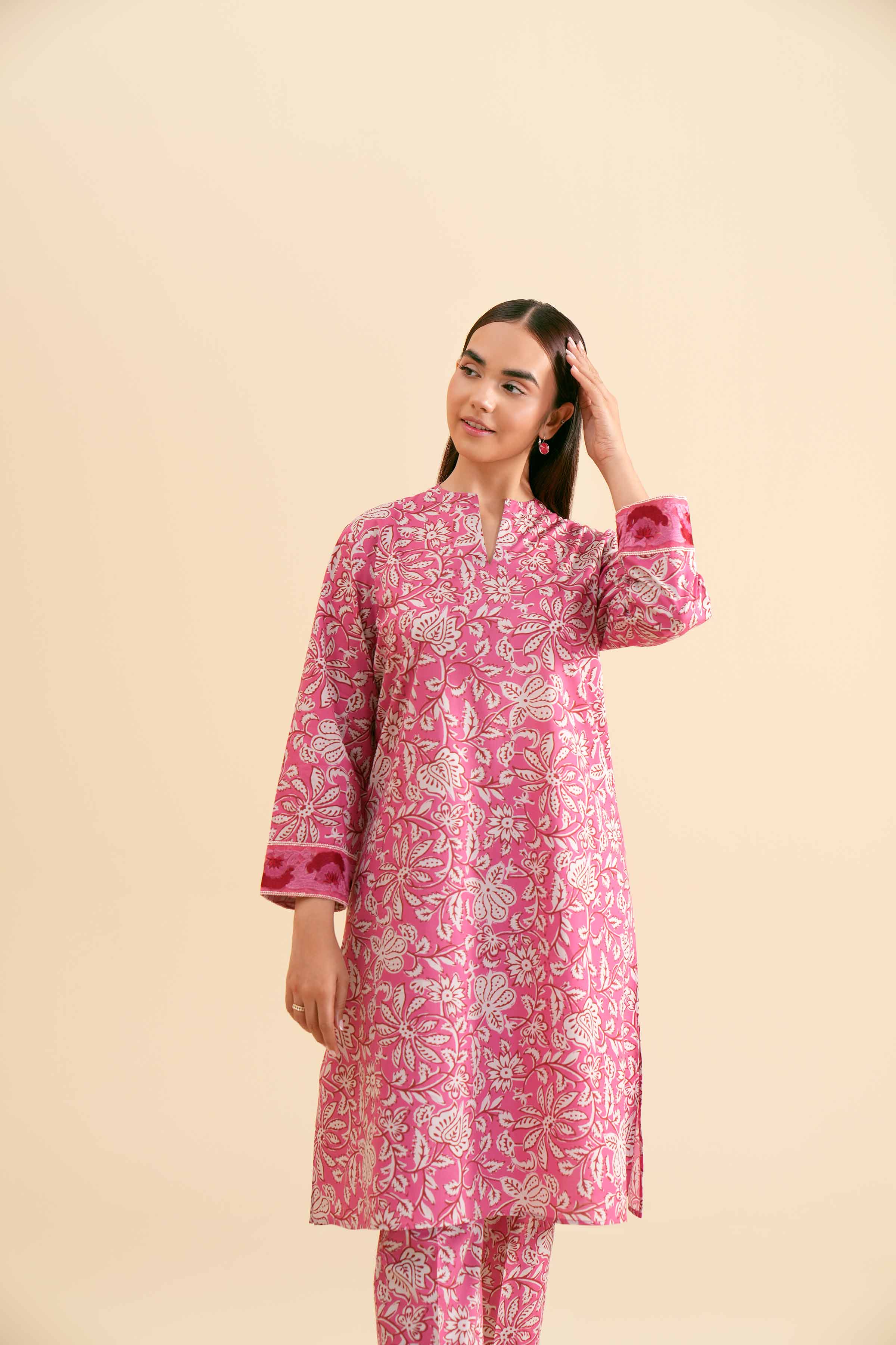 2 Piece - Printed Embroidered Suit - PS24-296 - Image 5
