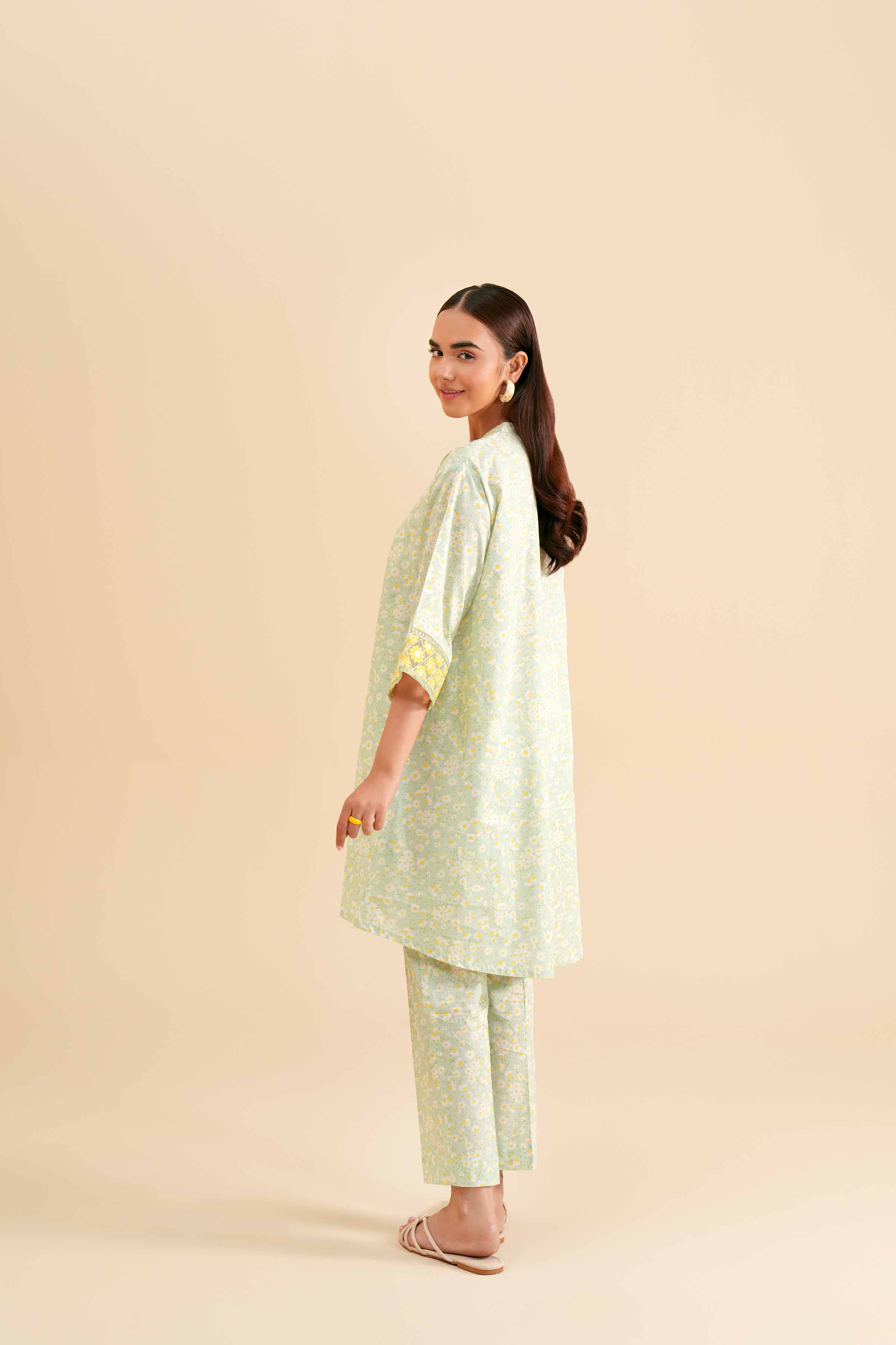 2 Piece - Printed Embroidered Suit - PS24-298 - Image 3