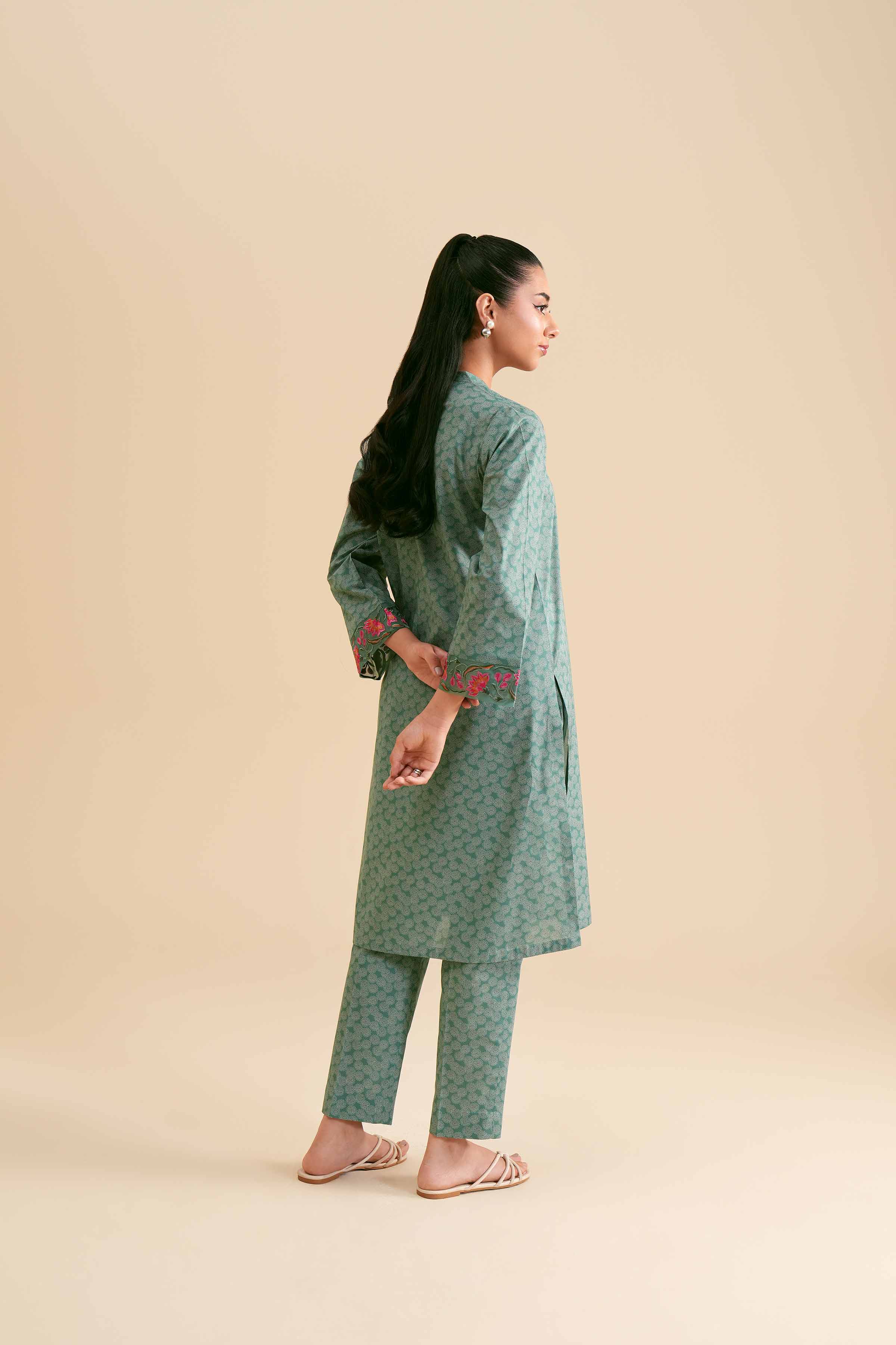 2 Piece - Printed Embroidered Suit - PS24-303 - Image 3