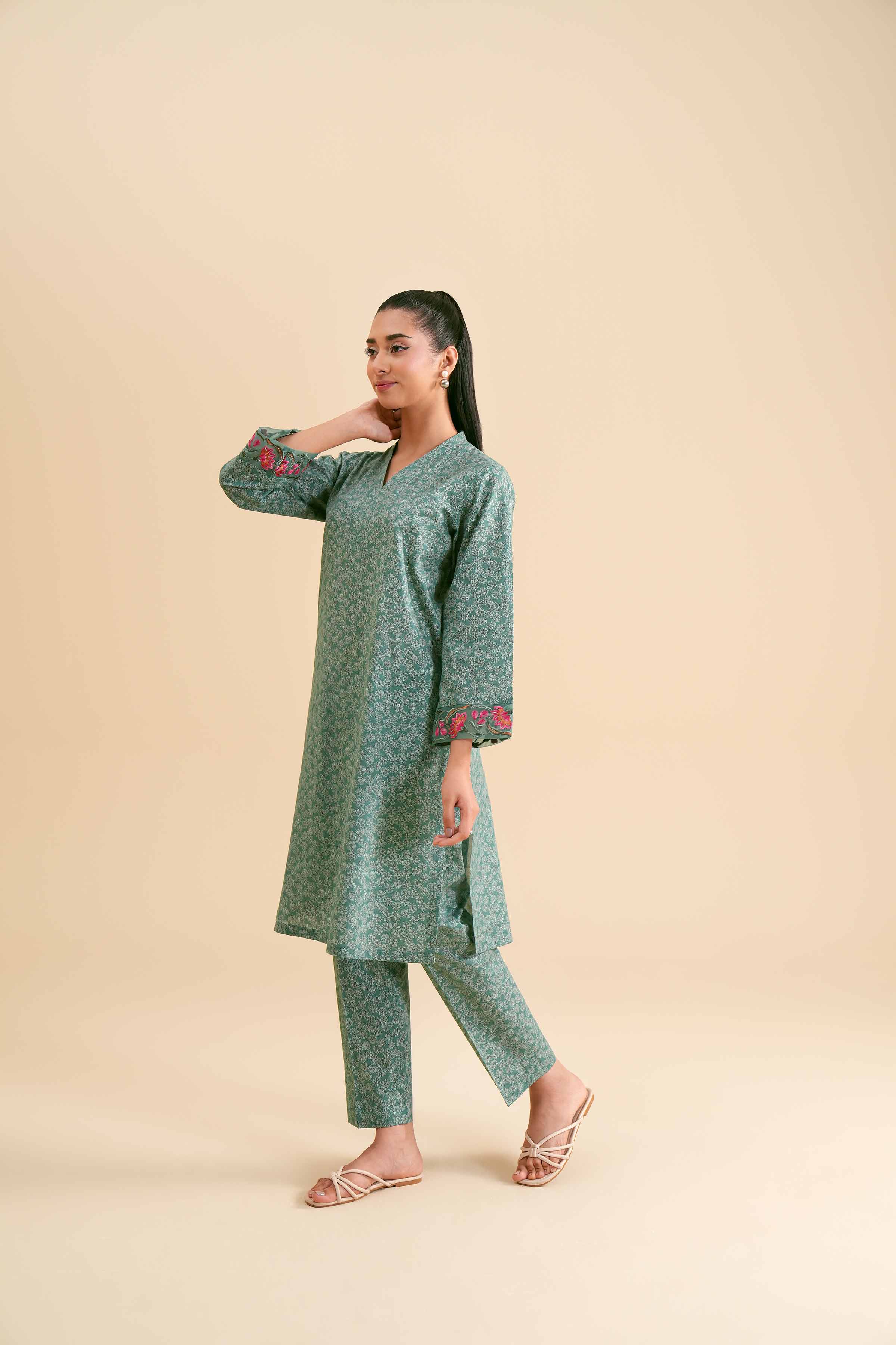 2 Piece - Printed Embroidered Suit - PS24-303 - Image 5