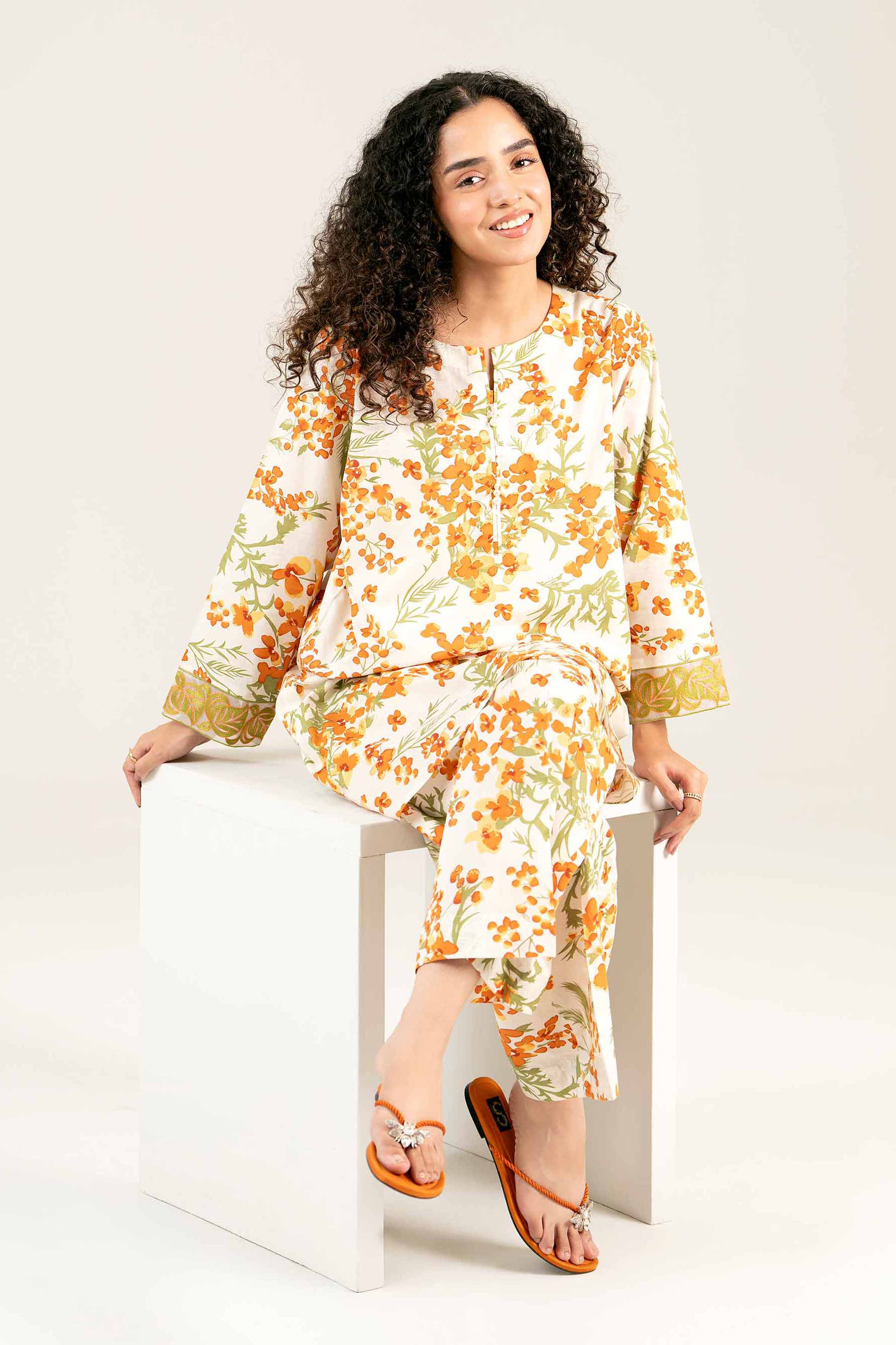 2 Piece - Printed Embroidered Suit - PS25-13 - Image 2